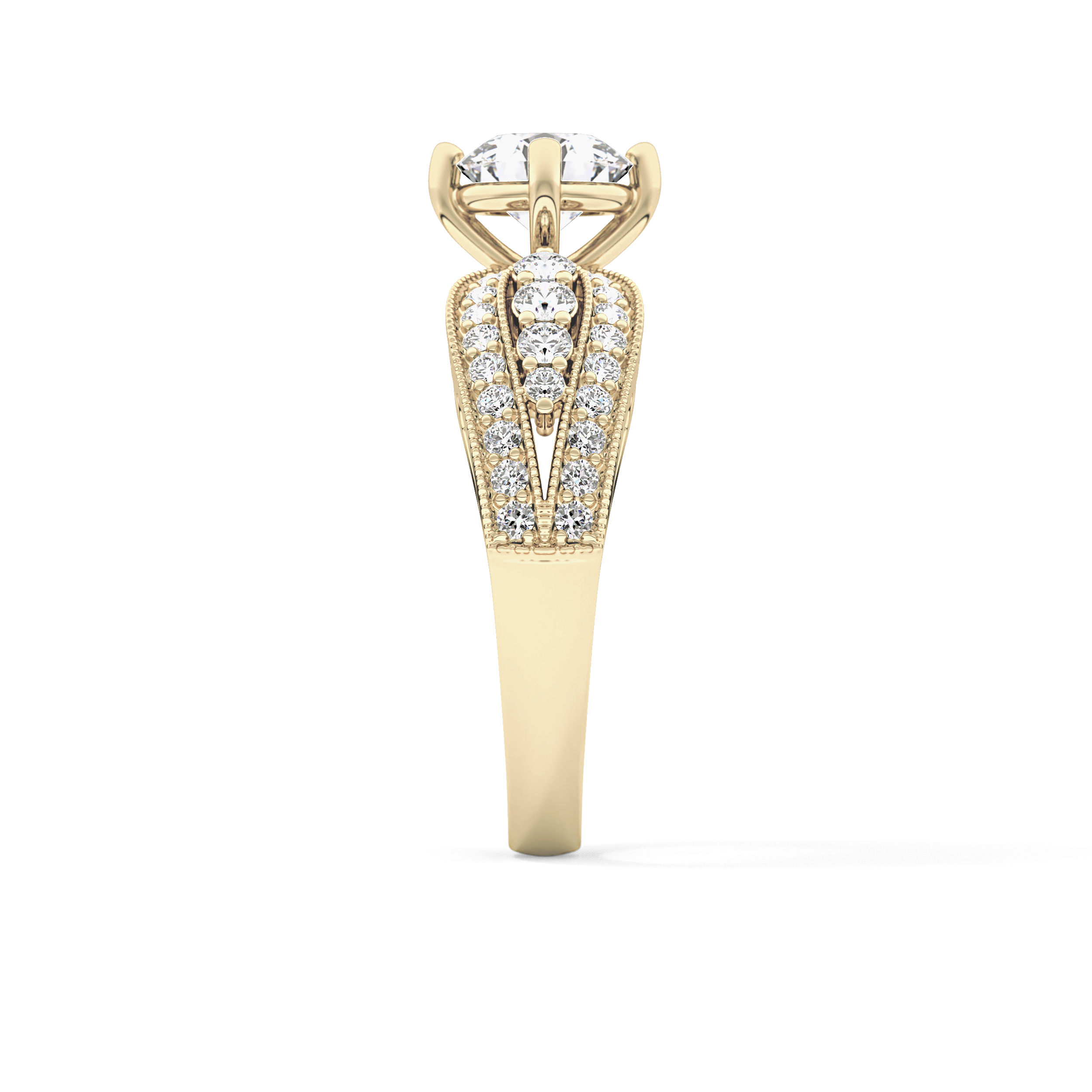 Round Pave Lab Grown Diamond Engagement Ring