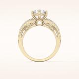 1.02 CT Round Shaped Double Shank & Pave Moissanite Engagement Ring