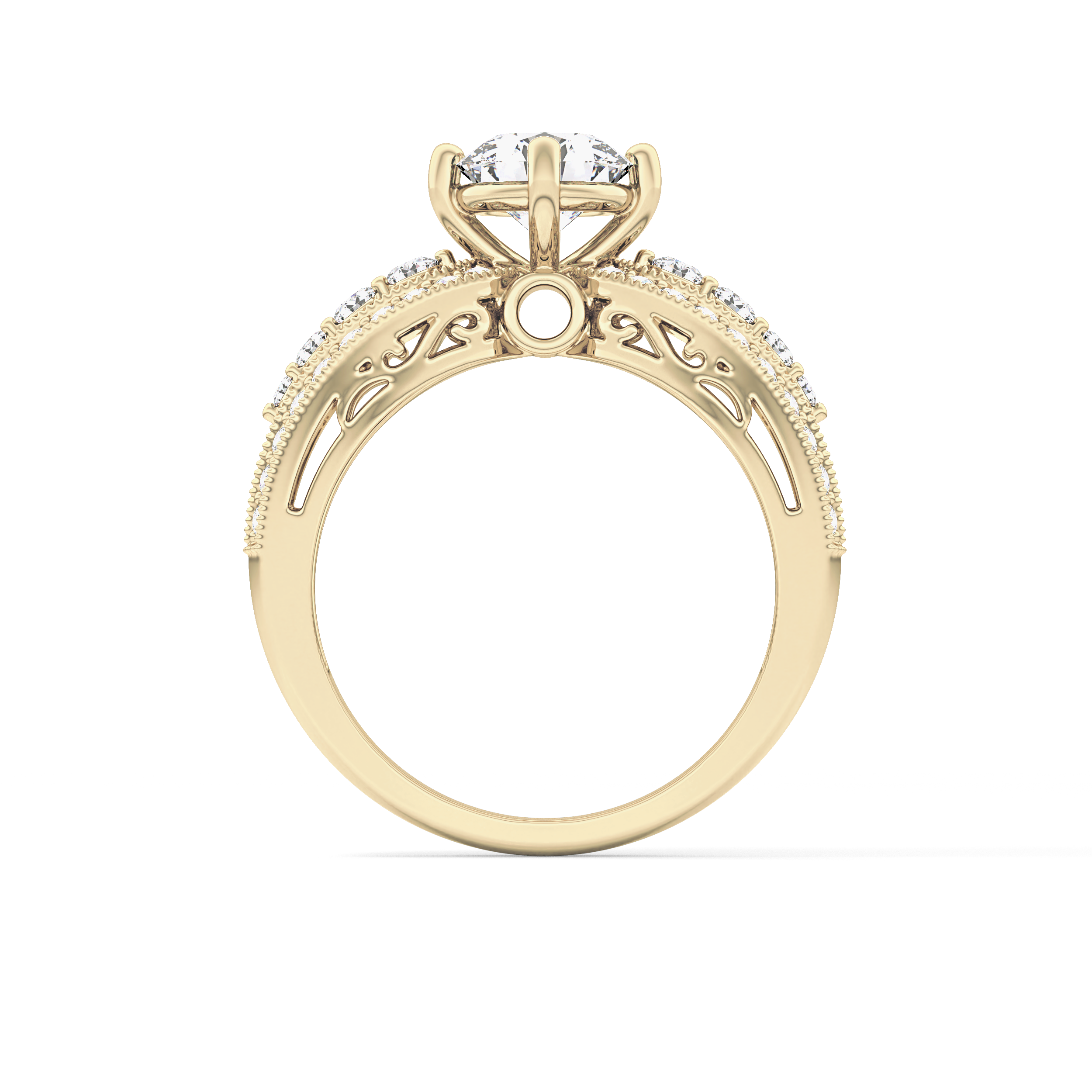 Round Pave Lab Grown Diamond Engagement Ring