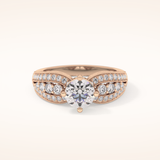1.02 CT Round Shaped Double Shank & Pave Moissanite Engagement Ring