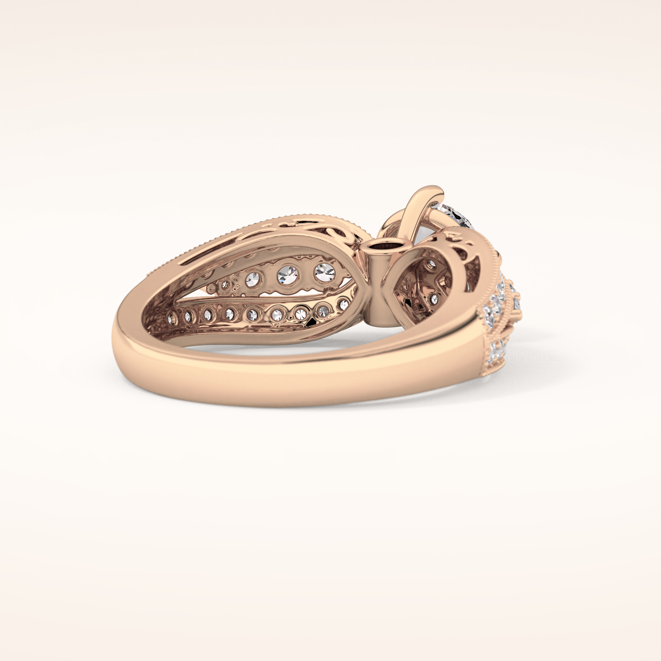1.02 CT Round Shaped Double Shank & Pave Moissanite Engagement Ring