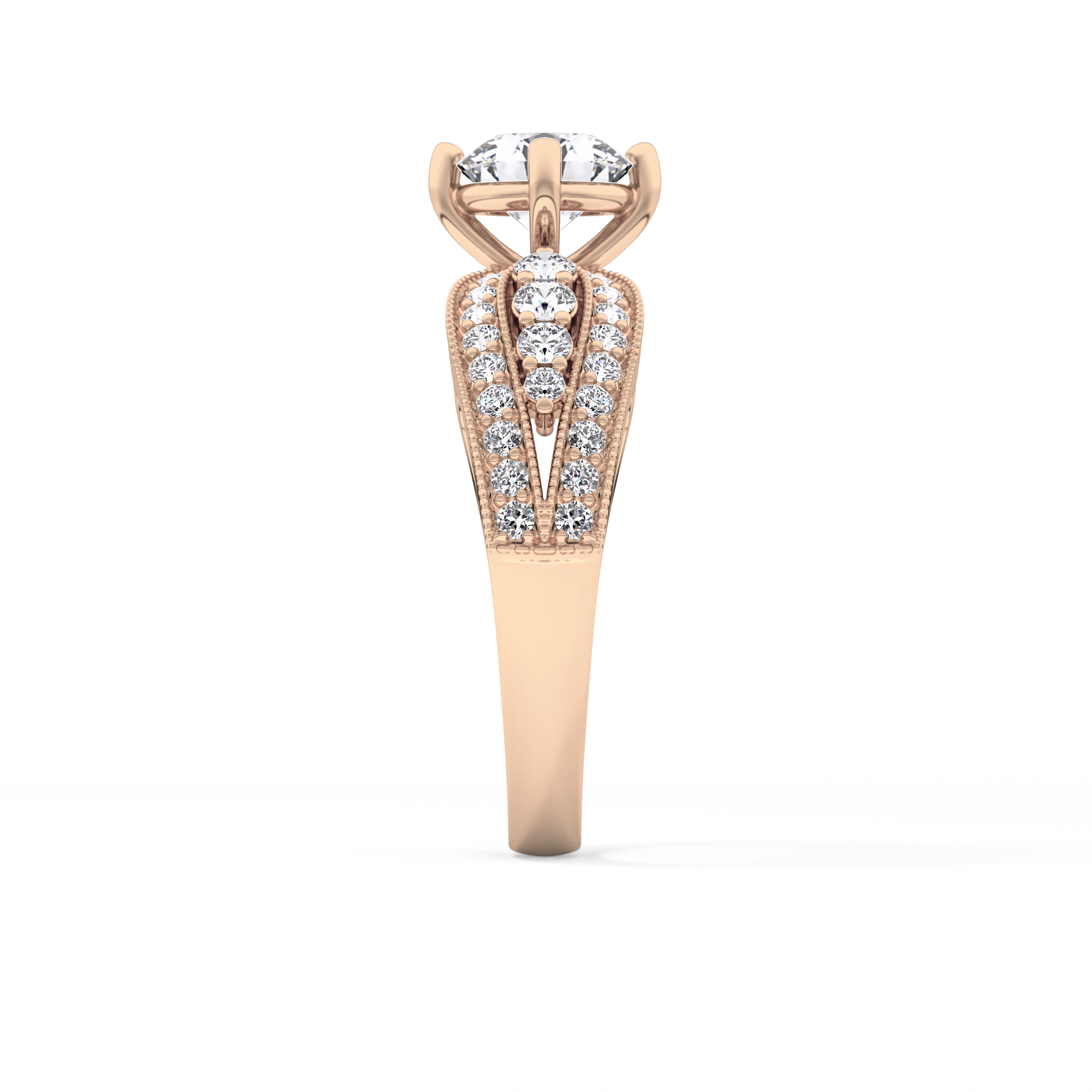 Round Pave Lab Grown Diamond Engagement Ring