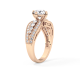 Round Pave Lab Grown Diamond Engagement Ring