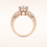 1.02 CT Round Shaped Double Shank & Pave Moissanite Engagement Ring