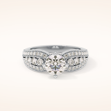 1.02 CT Round Shaped Double Shank & Pave Moissanite Engagement Ring