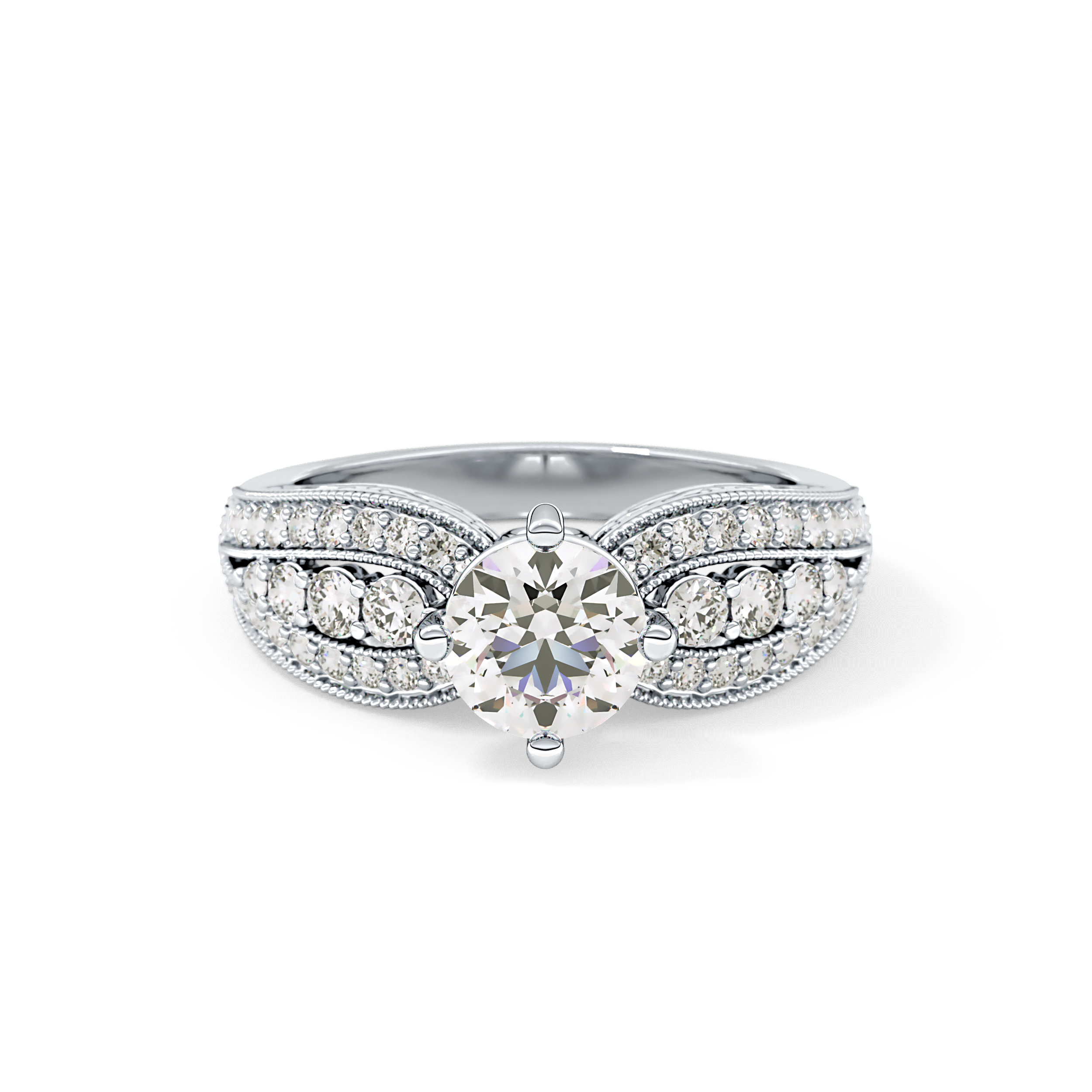 Round Pave Lab Grown Diamond Engagement Ring