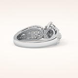 1.02 CT Round Shaped Double Shank & Pave Moissanite Engagement Ring