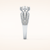 1.02 CT Round Shaped Double Shank & Pave Moissanite Engagement Ring