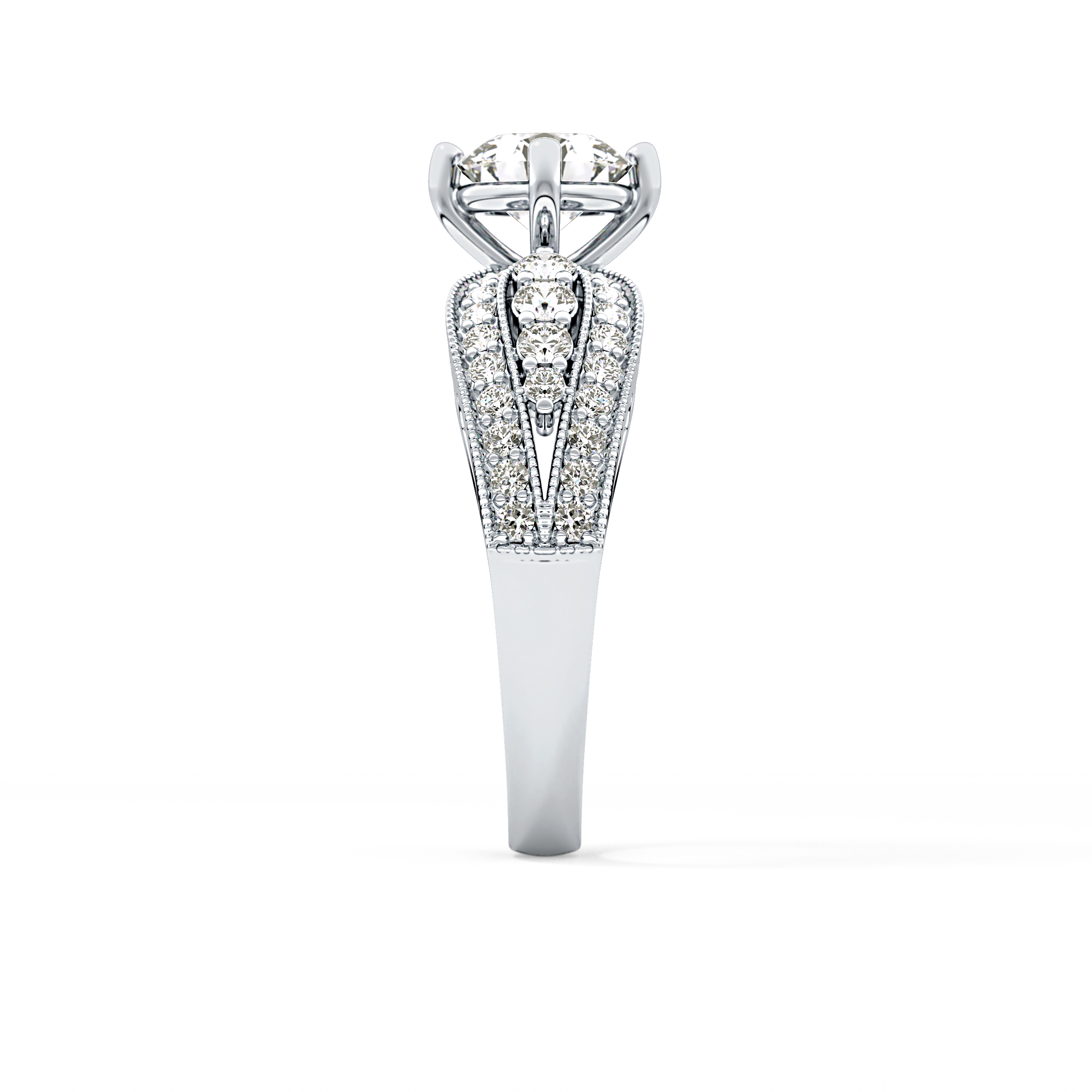 Round Pave Lab Grown Diamond Engagement Ring