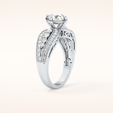 1.02 CT Round Shaped Double Shank & Pave Moissanite Engagement Ring