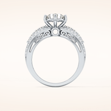 1.02 CT Round Shaped Double Shank & Pave Moissanite Engagement Ring