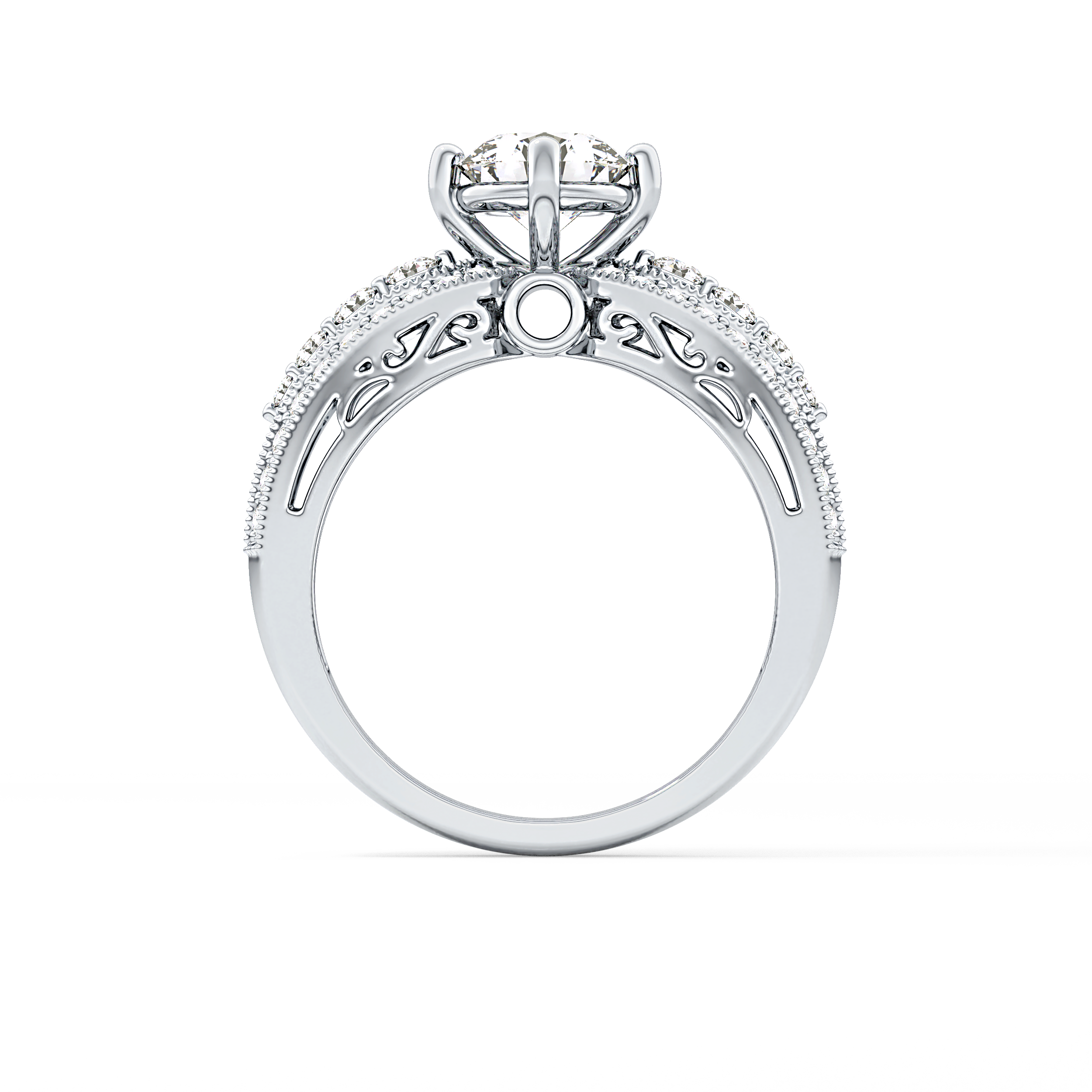Round Pave Lab Grown Diamond Engagement Ring
