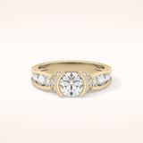 1.02 CT Round Shaped Pave Moissanite Engagement Ring