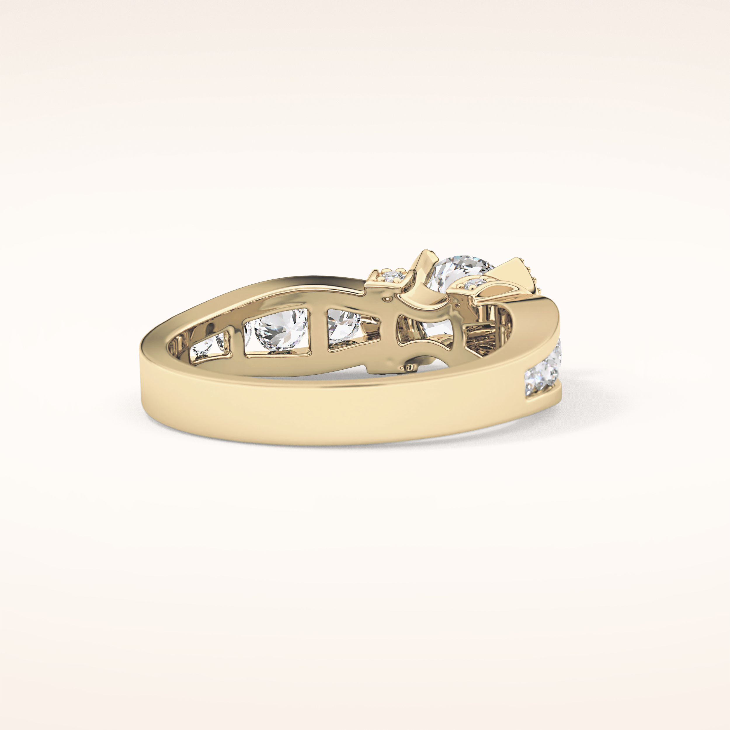 1.02 CT Round Shaped Pave Moissanite Engagement Ring