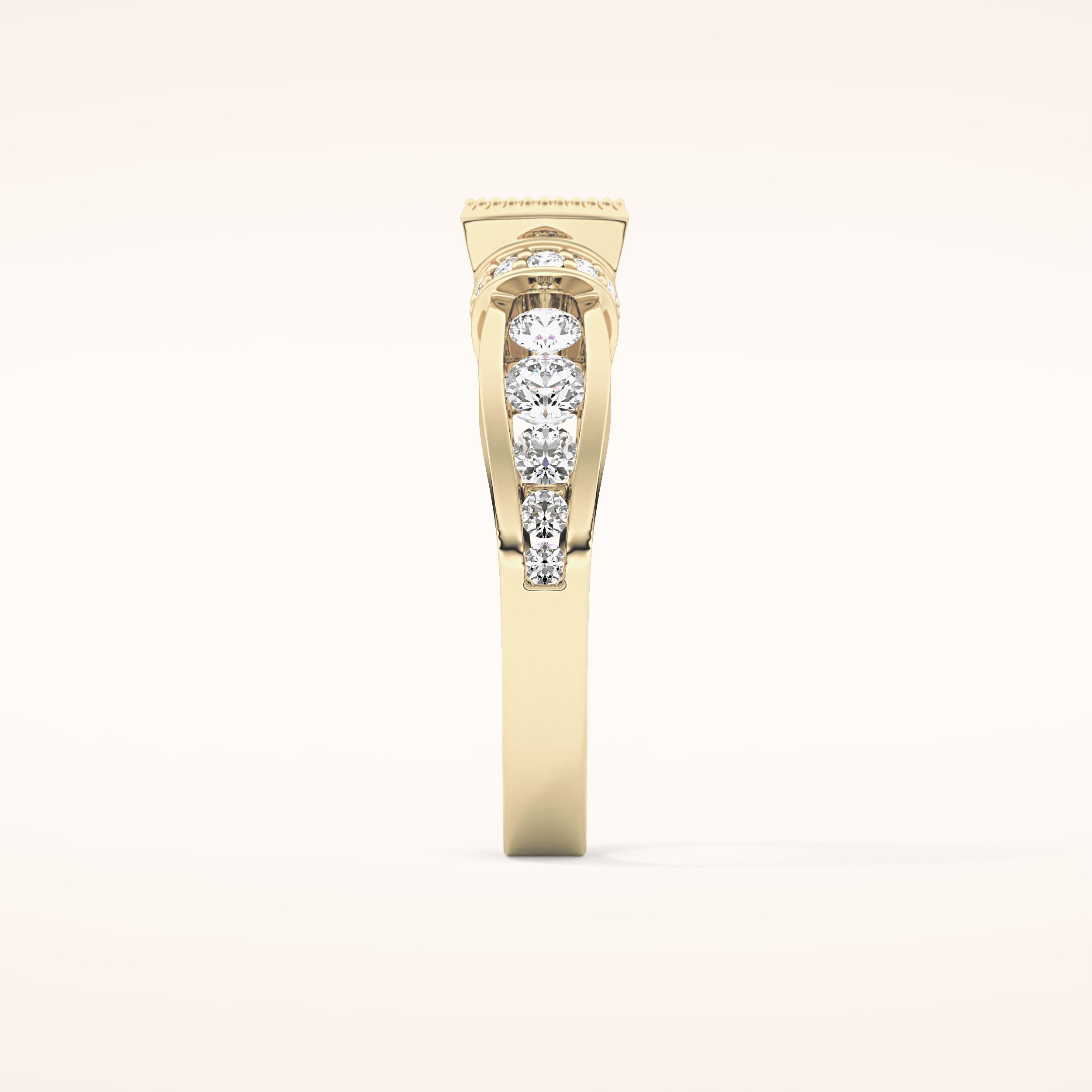 1.02 CT Round Shaped Pave Moissanite Engagement Ring