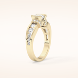 1.02 CT Round Shaped Pave Moissanite Engagement Ring
