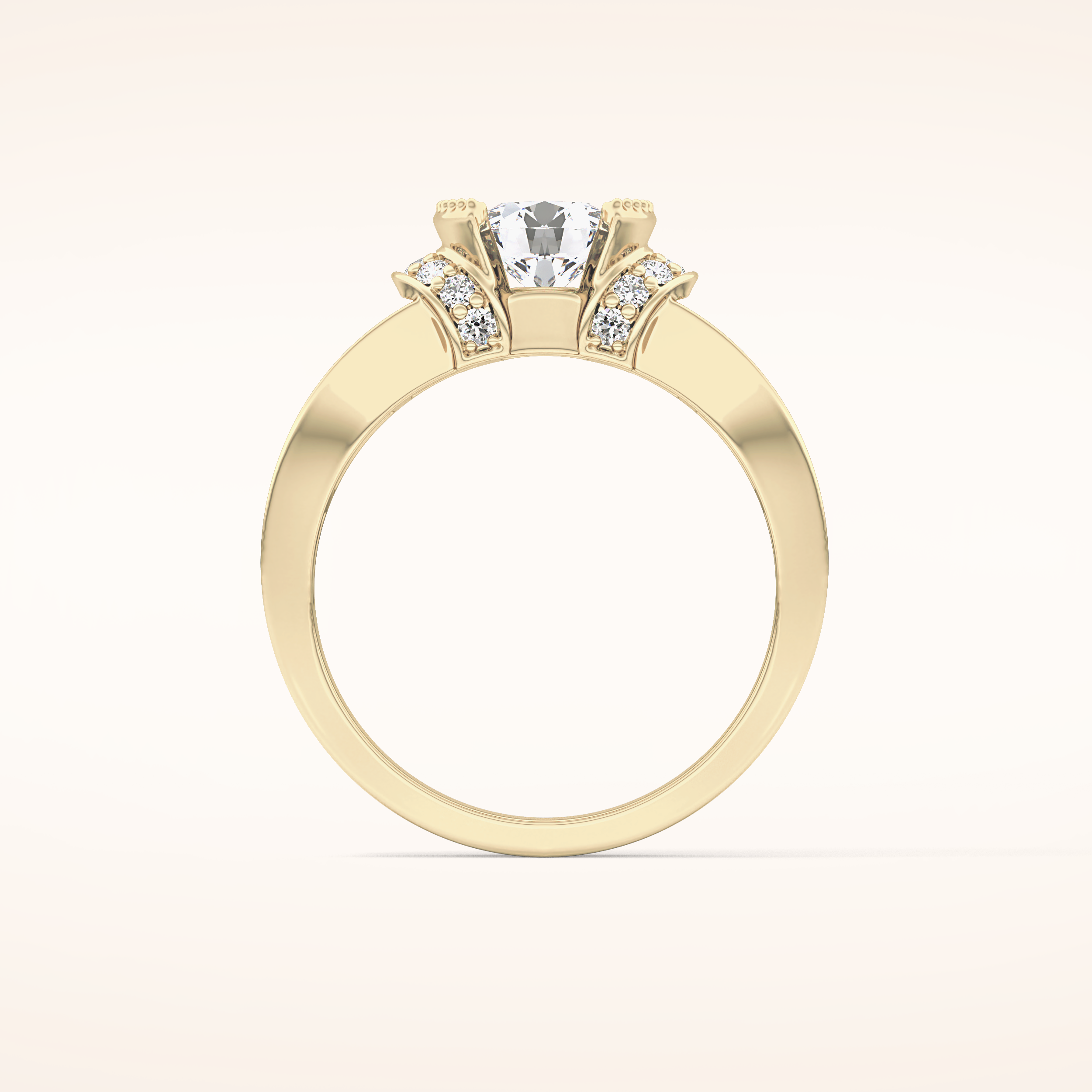 1.02 CT Round Shaped Pave Moissanite Engagement Ring
