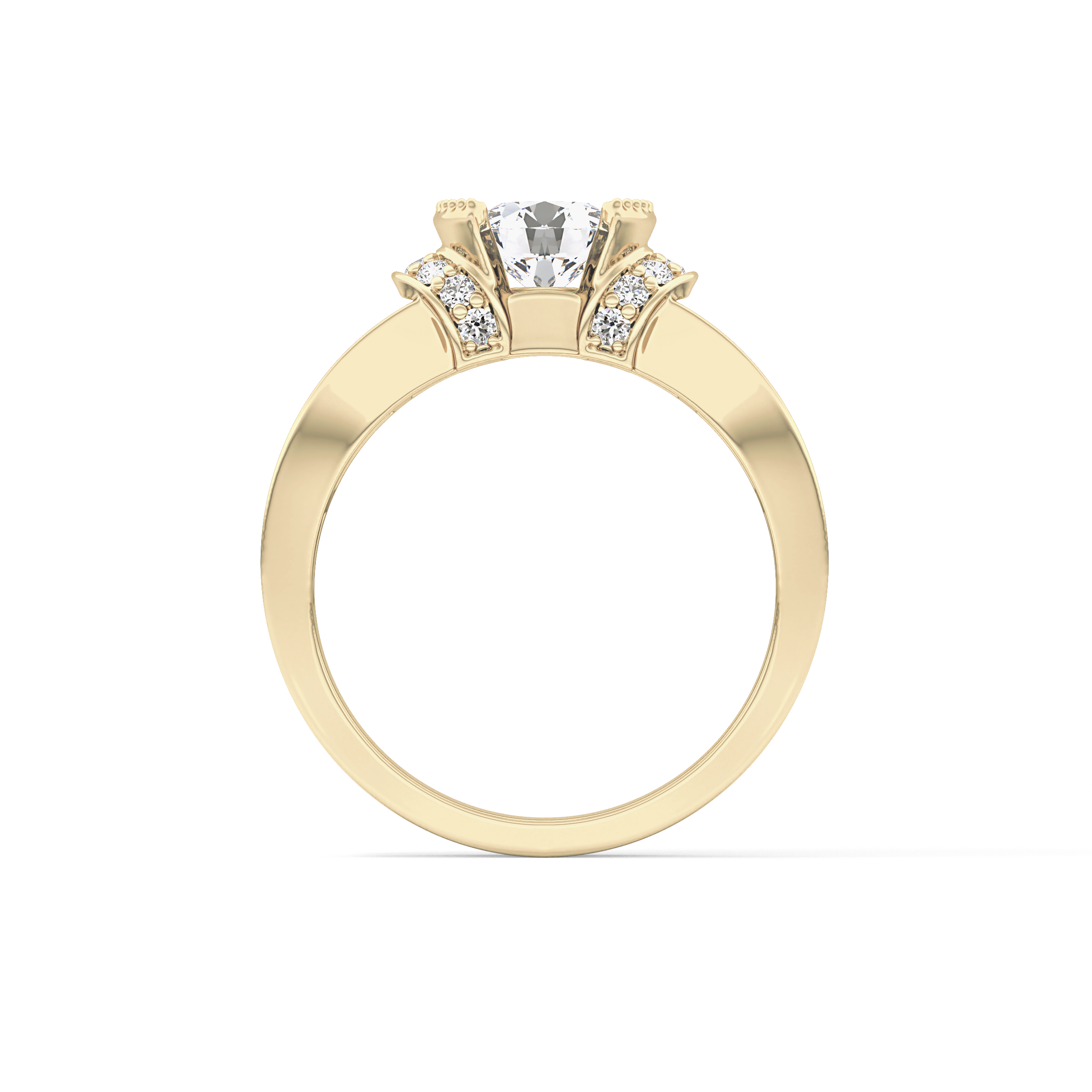 Round Channel Pave Lab Grown Diamond Engagement Ring