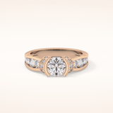 1.02 CT Round Shaped Pave Moissanite Engagement Ring
