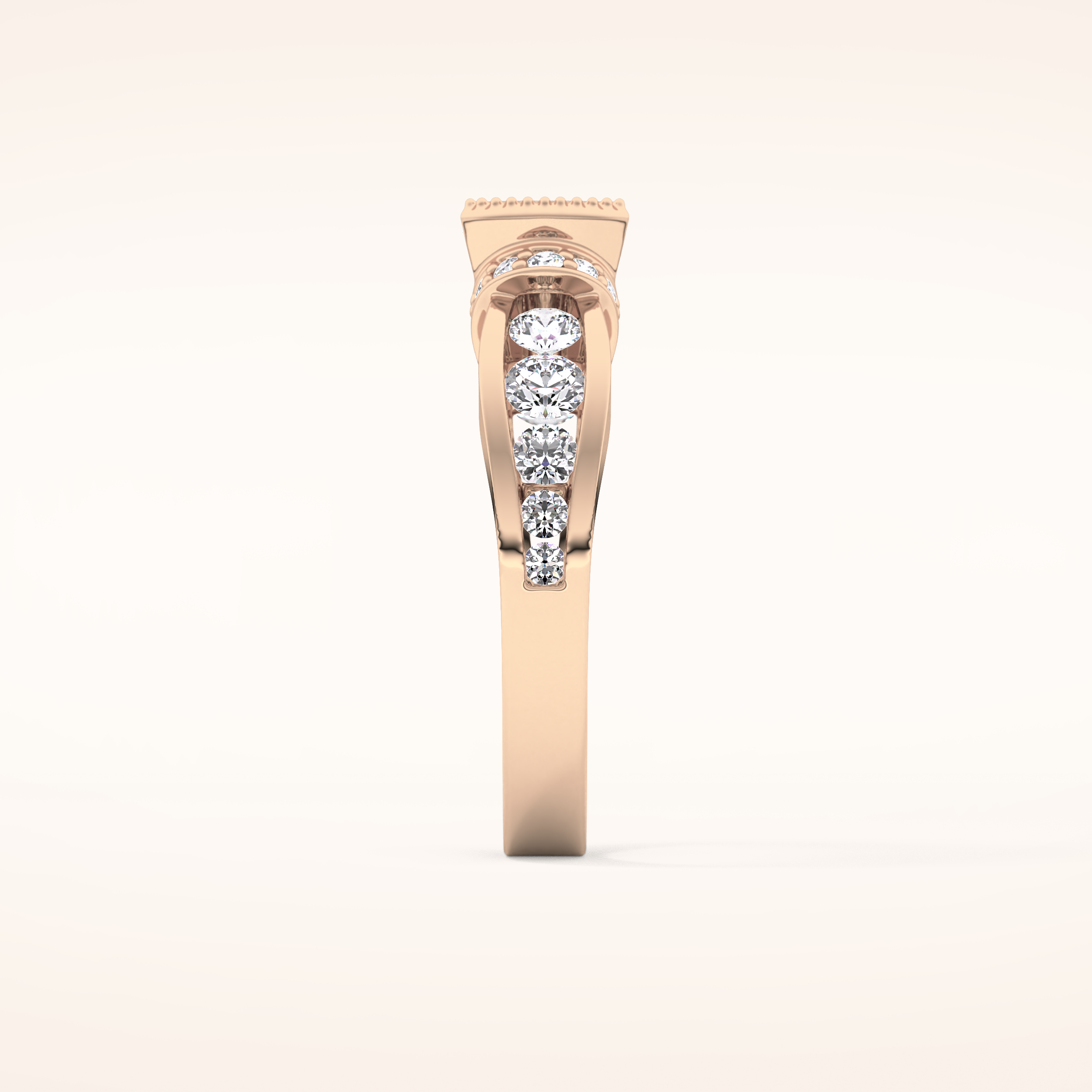 1.02 CT Round Shaped Pave Moissanite Engagement Ring