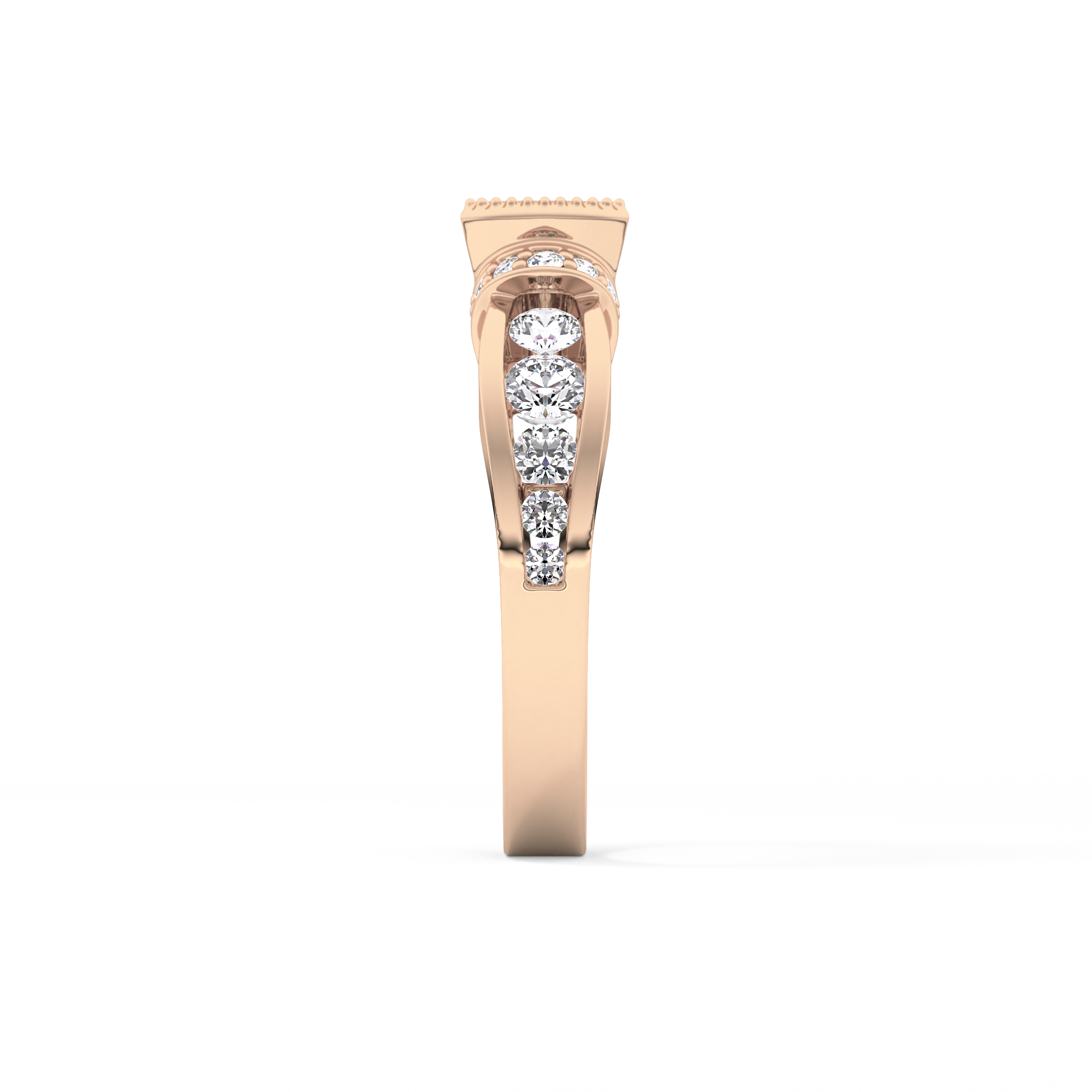 Round Channel Pave Lab Grown Diamond Engagement Ring