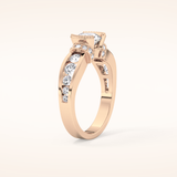 1.02 CT Round Shaped Pave Moissanite Engagement Ring
