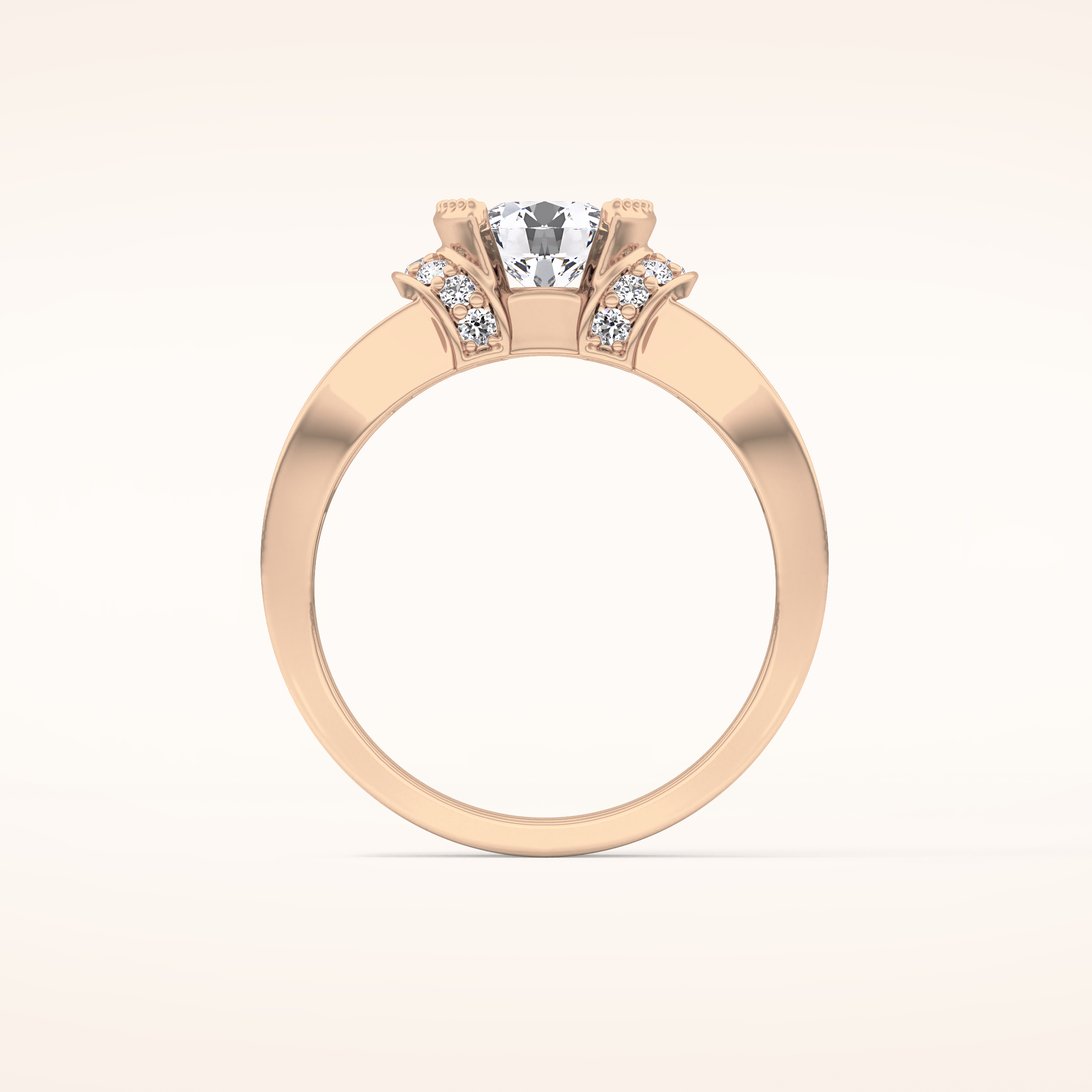 1.02 CT Round Shaped Pave Moissanite Engagement Ring