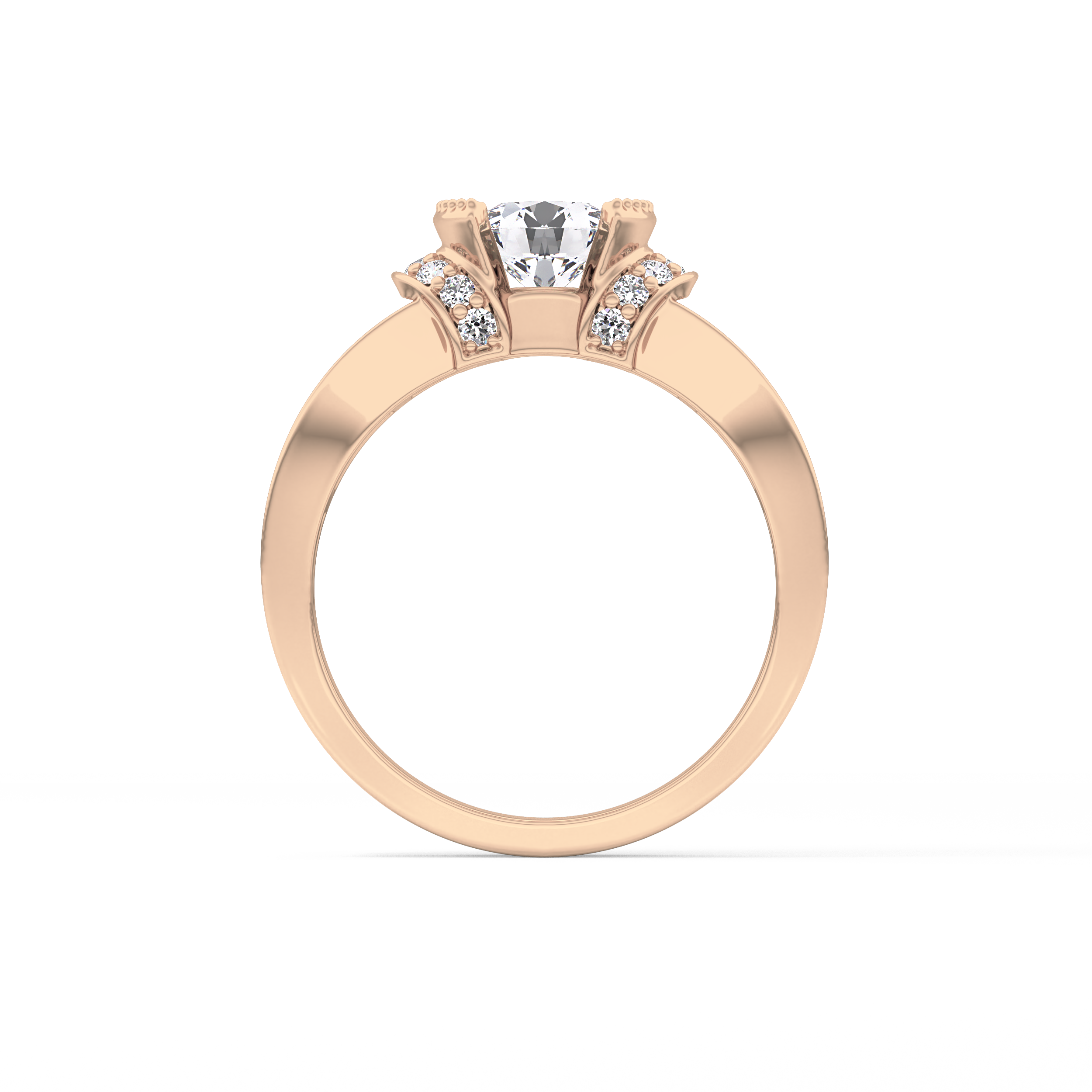 Round Channel Pave Lab Grown Diamond Engagement Ring