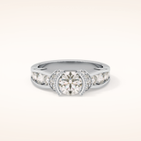 1.02 CT Round Shaped Pave Moissanite Engagement Ring