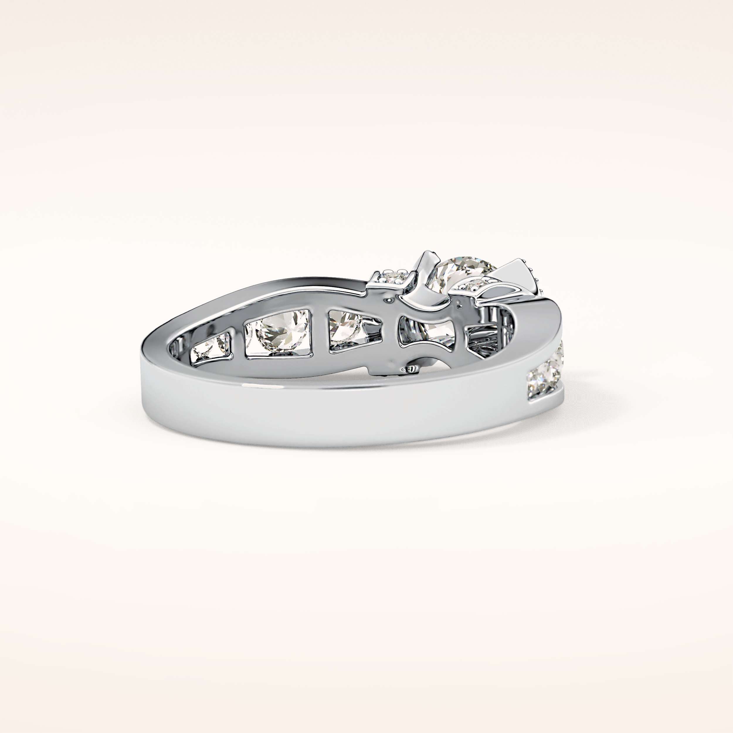 1.02 CT Round Shaped Pave Moissanite Engagement Ring