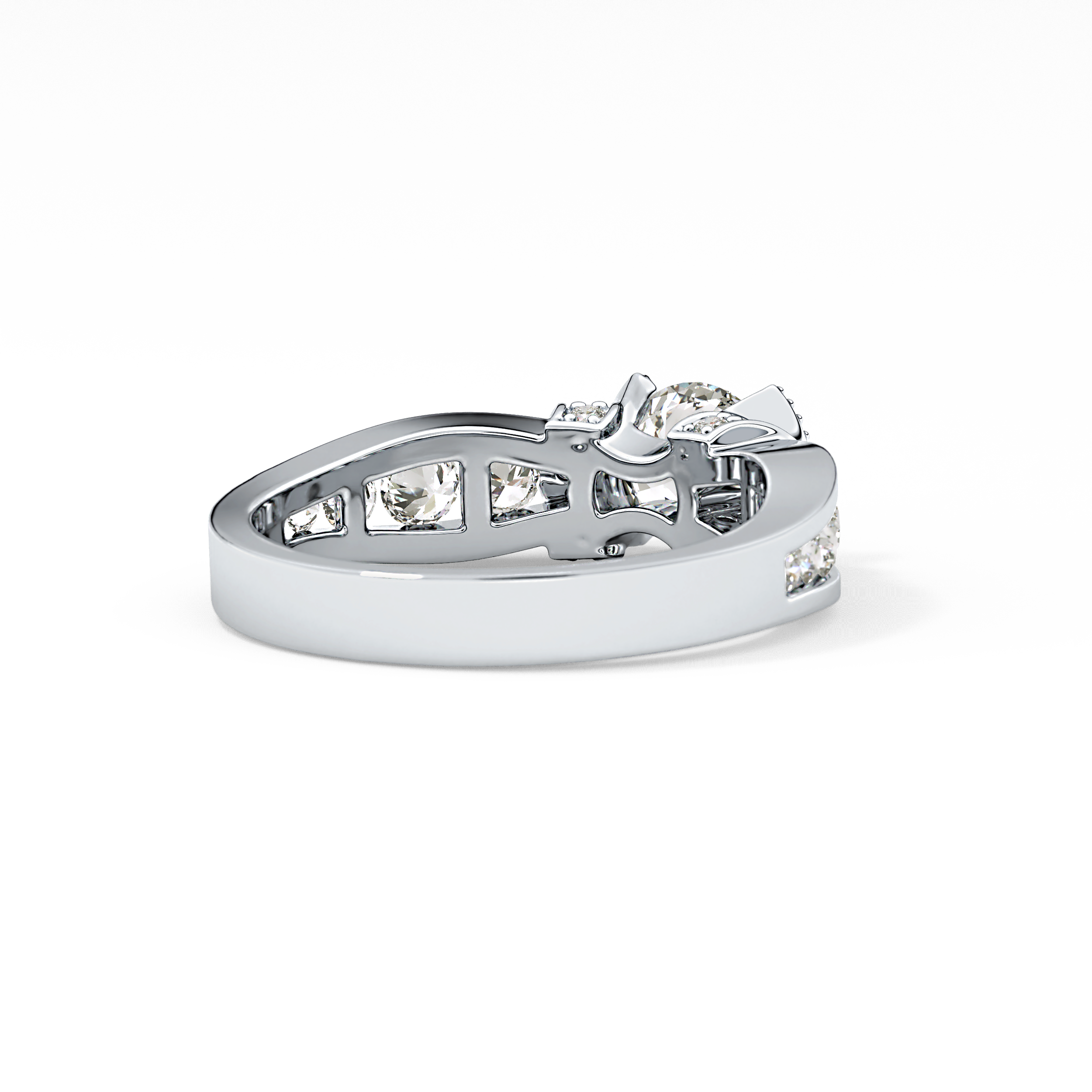 Round Channel Pave Lab Grown Diamond Engagement Ring