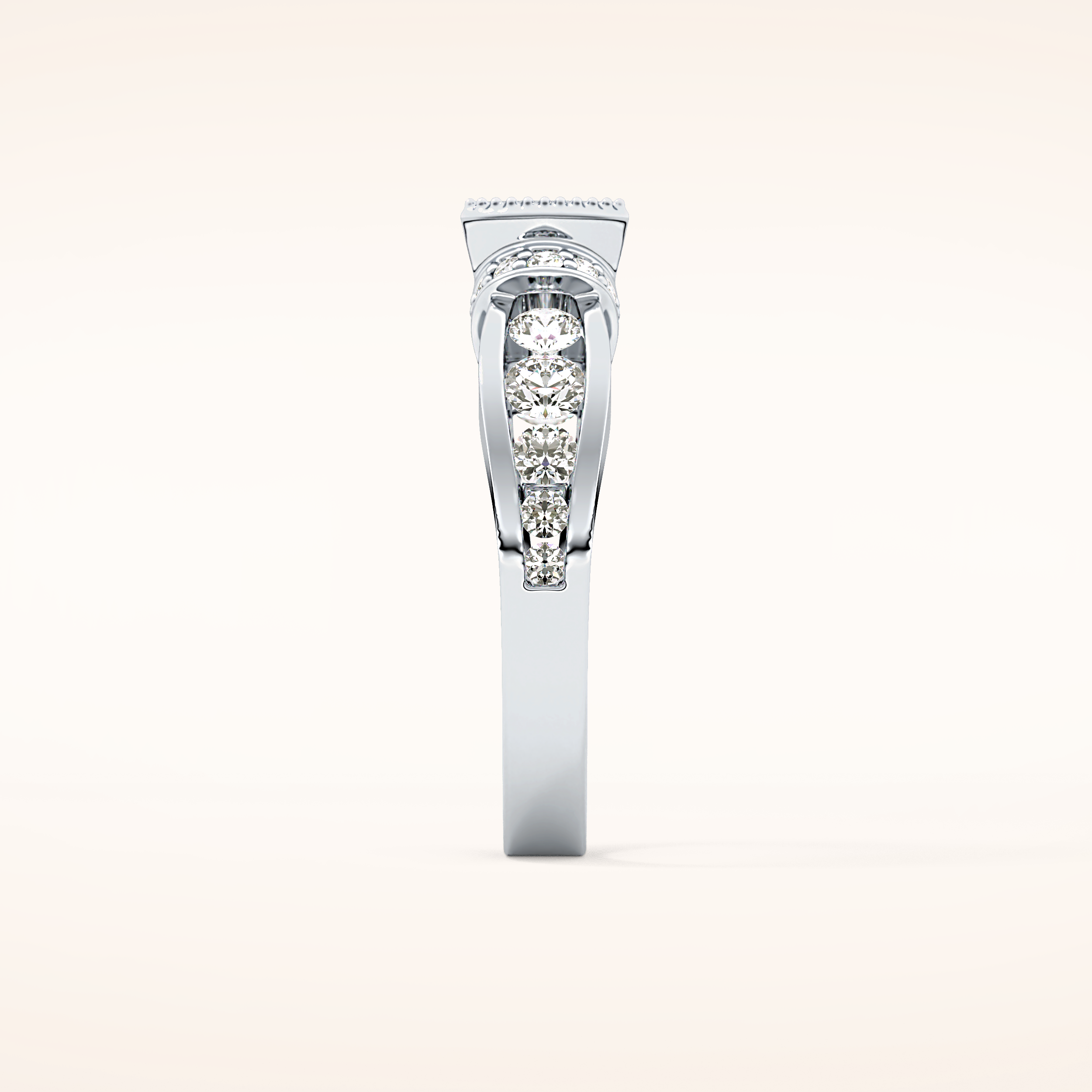 1.02 CT Round Shaped Pave Moissanite Engagement Ring