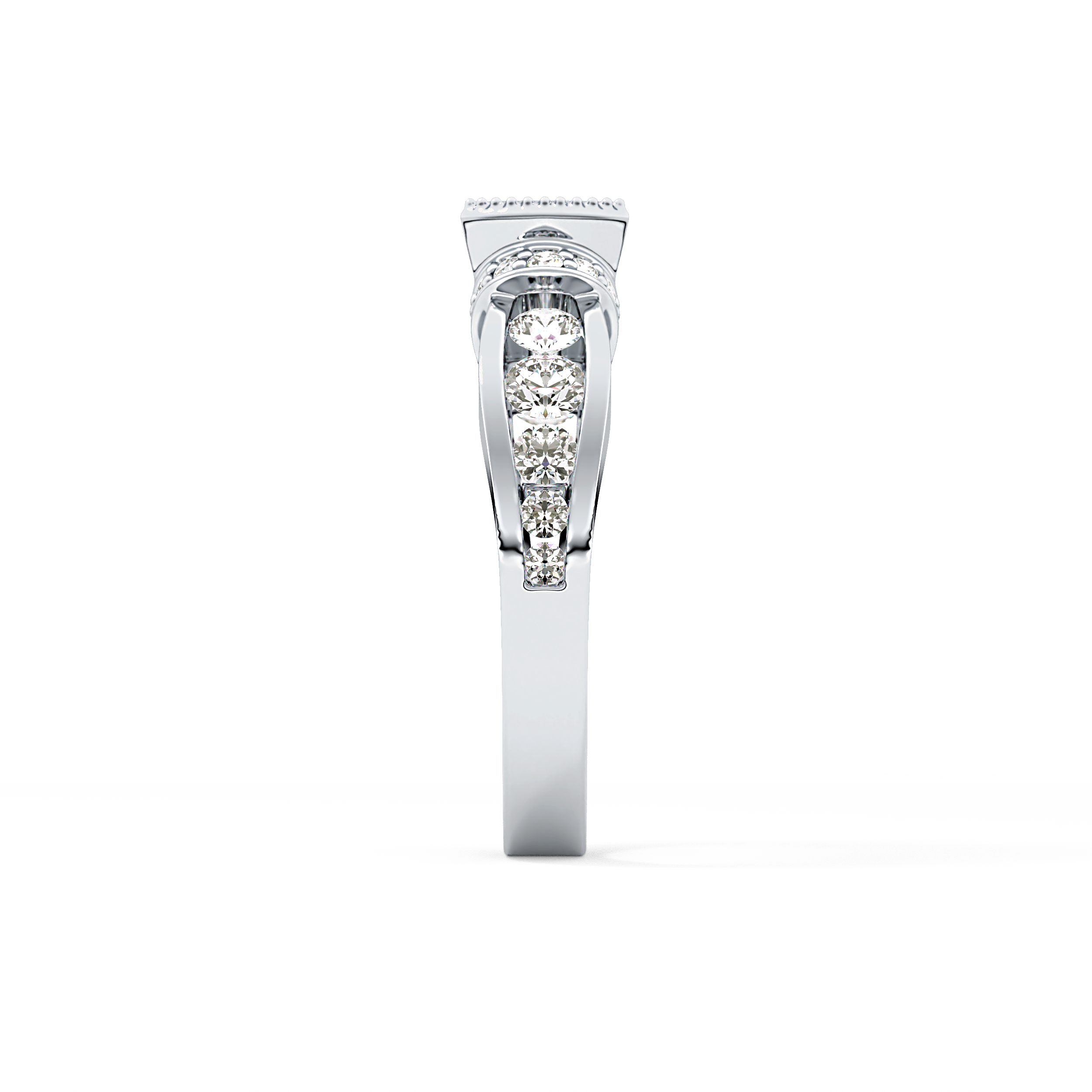 Round Channel Pave Lab Grown Diamond Engagement Ring
