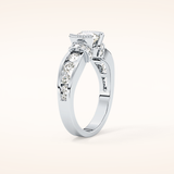 1.02 CT Round Shaped Pave Moissanite Engagement Ring