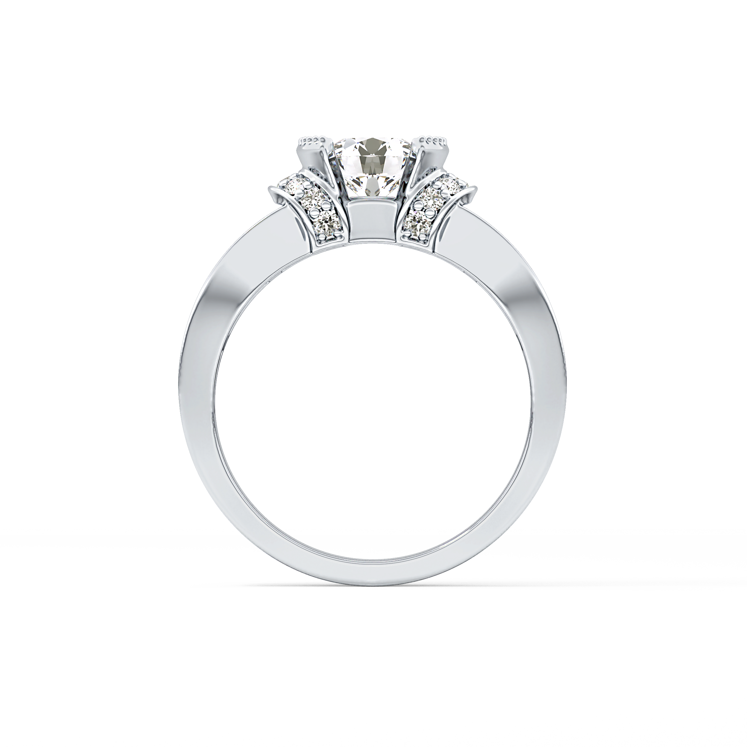 Round Channel Pave Lab Grown Diamond Engagement Ring