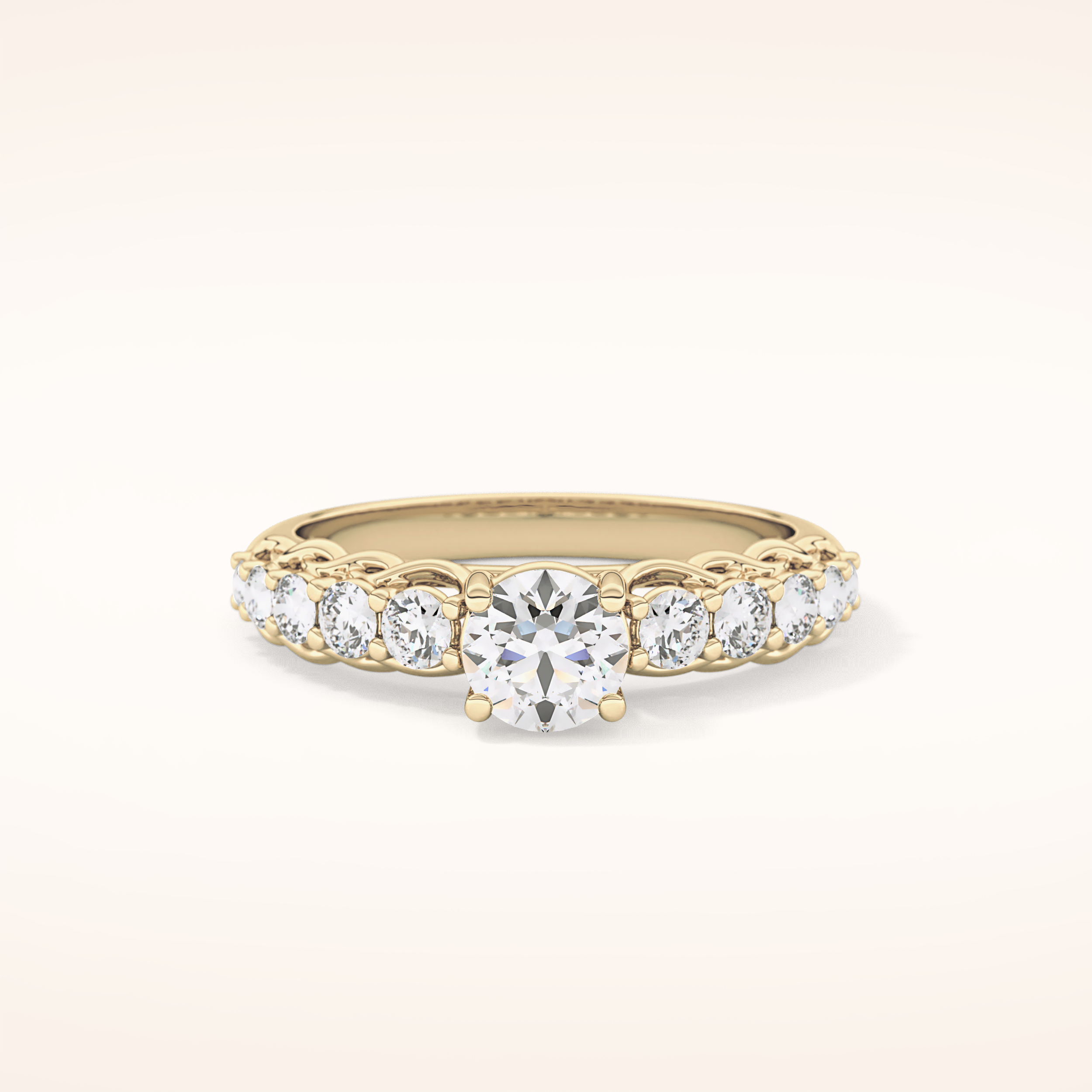 0.54 CT Round Shaped Pave Moissanite Engagement Ring