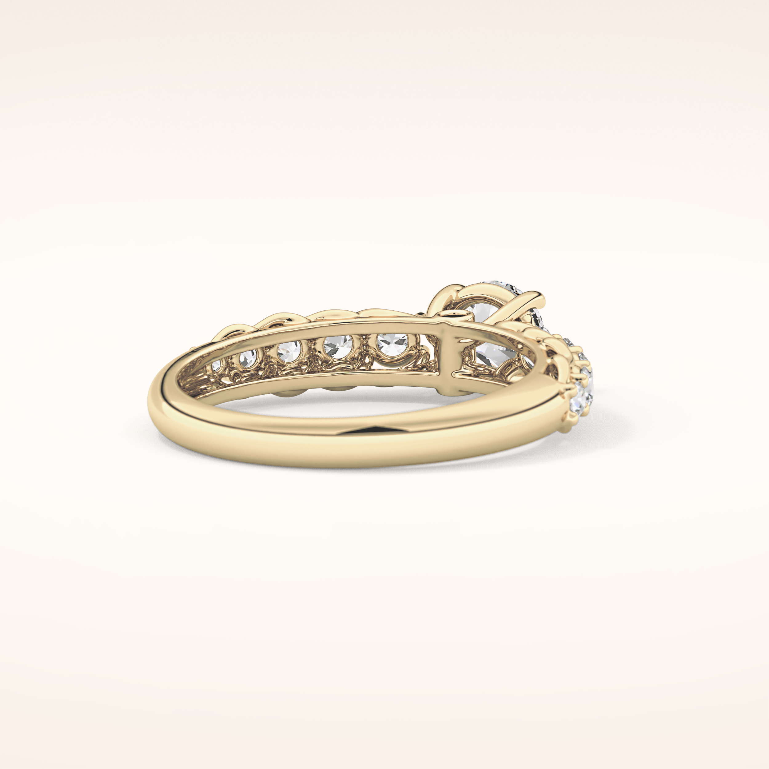 0.54 CT Round Shaped Pave Moissanite Engagement Ring