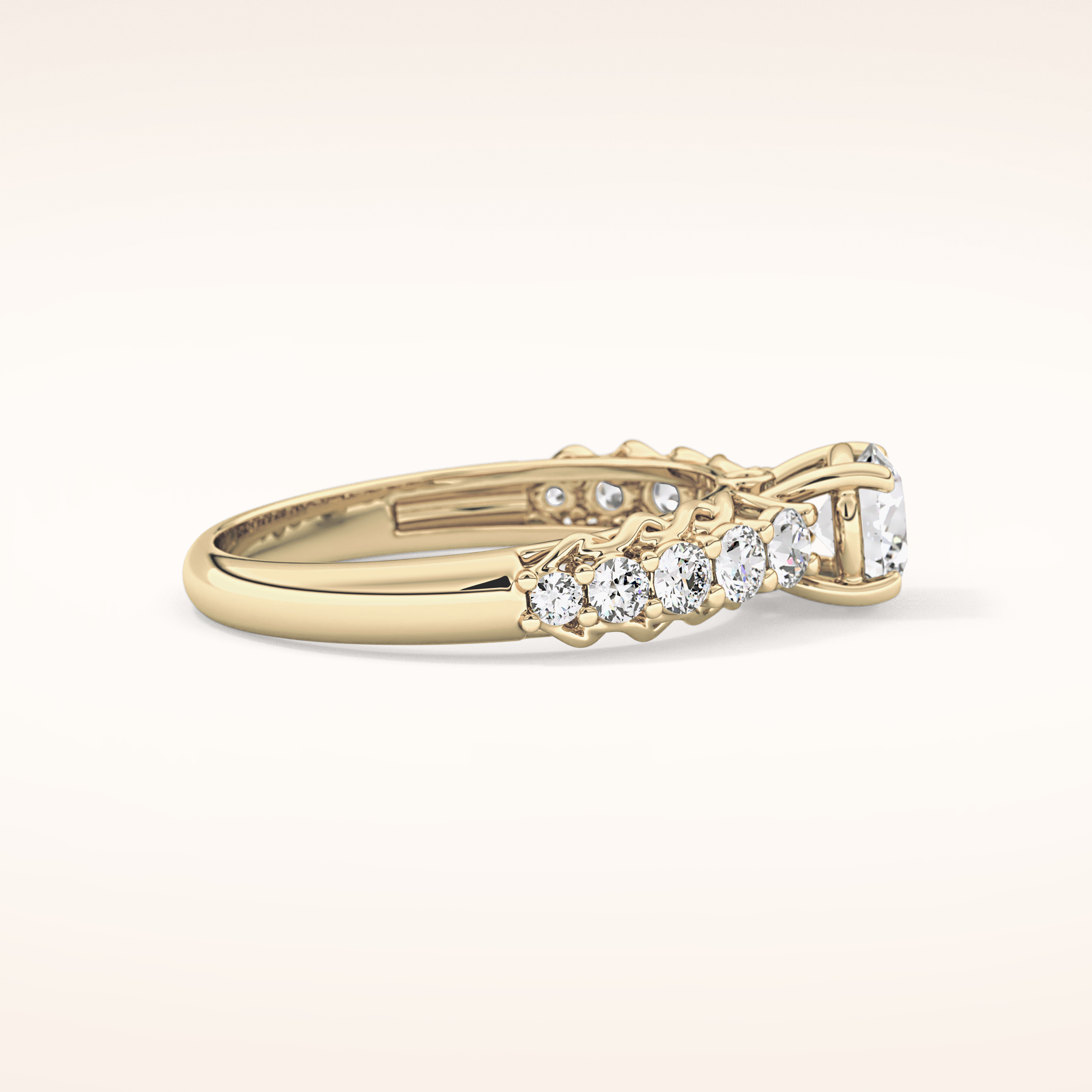 0.54 CT Round Shaped Pave Moissanite Engagement Ring