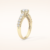 0.54 CT Round Shaped Pave Moissanite Engagement Ring