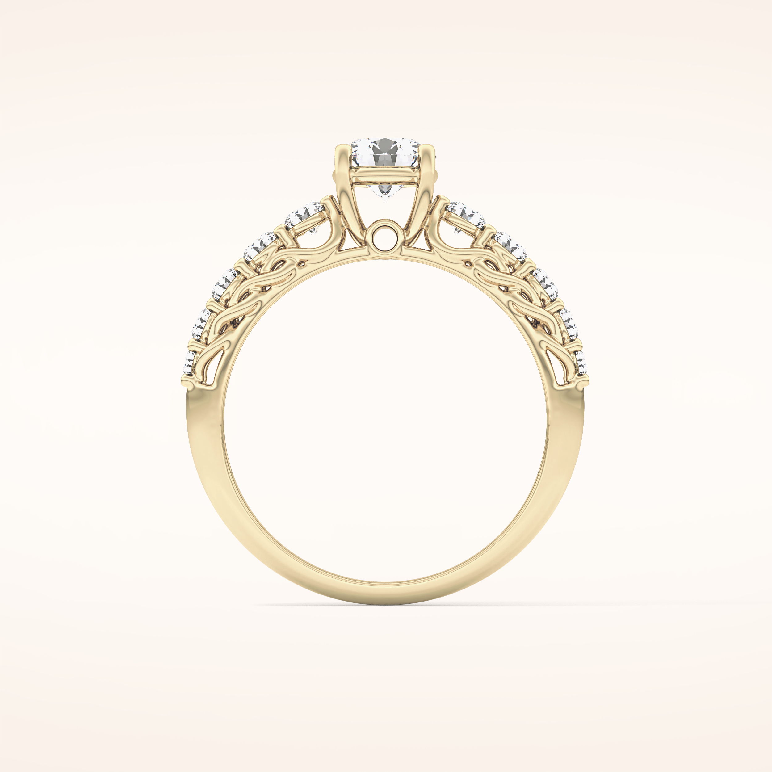 0.54 CT Round Shaped Pave Moissanite Engagement Ring