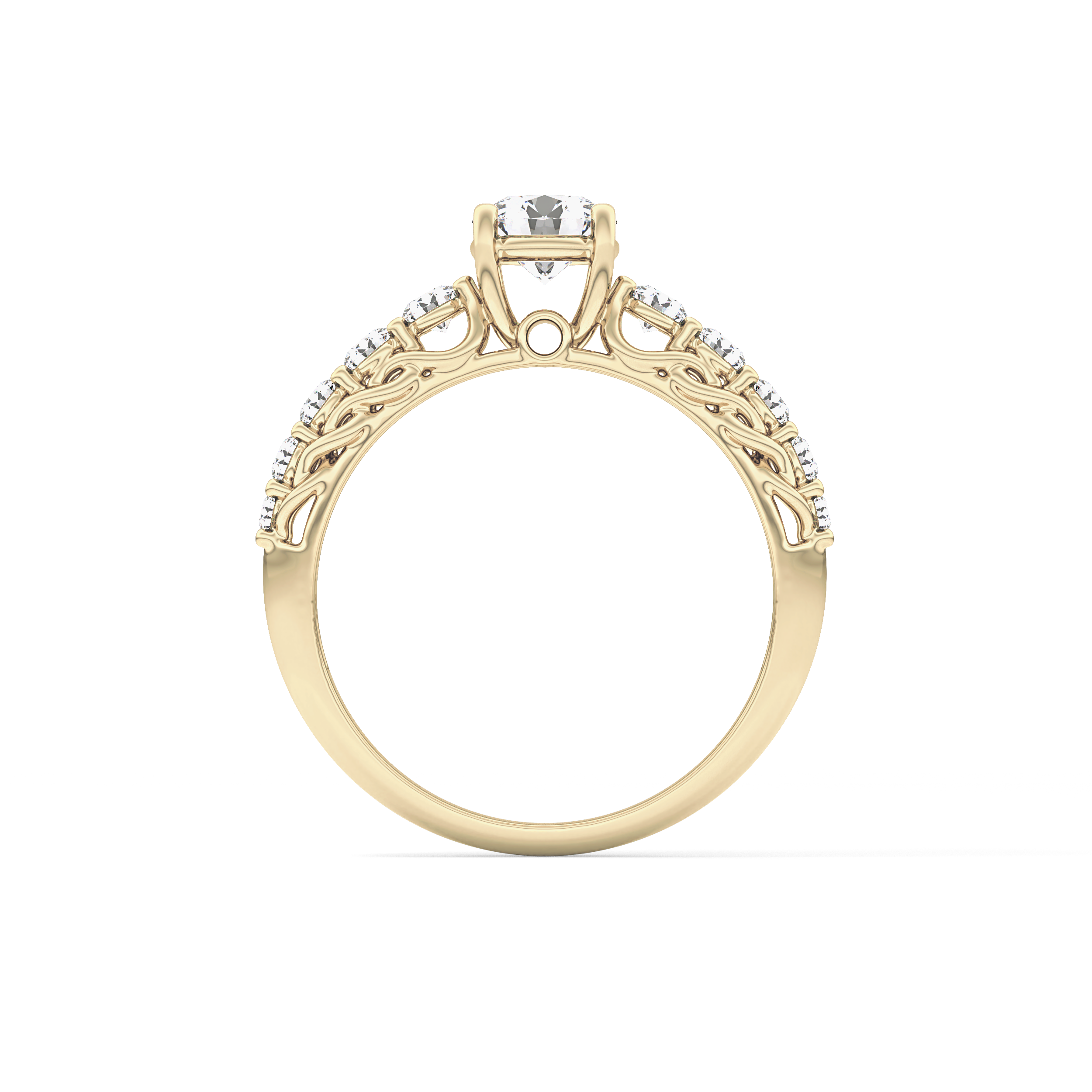 Round Pave Lab Grown Diamond Engagement Ring