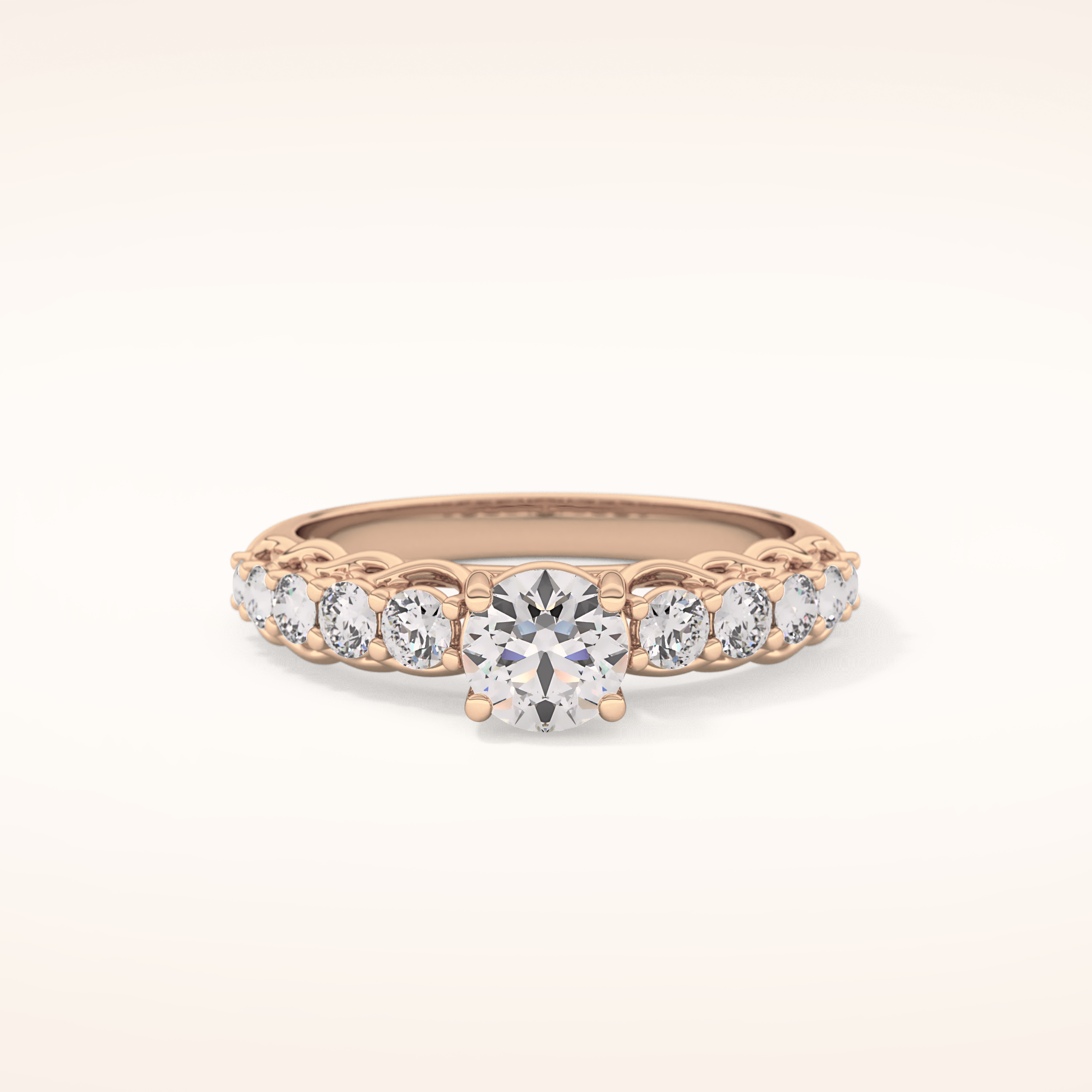 0.54 CT Round Shaped Pave Moissanite Engagement Ring