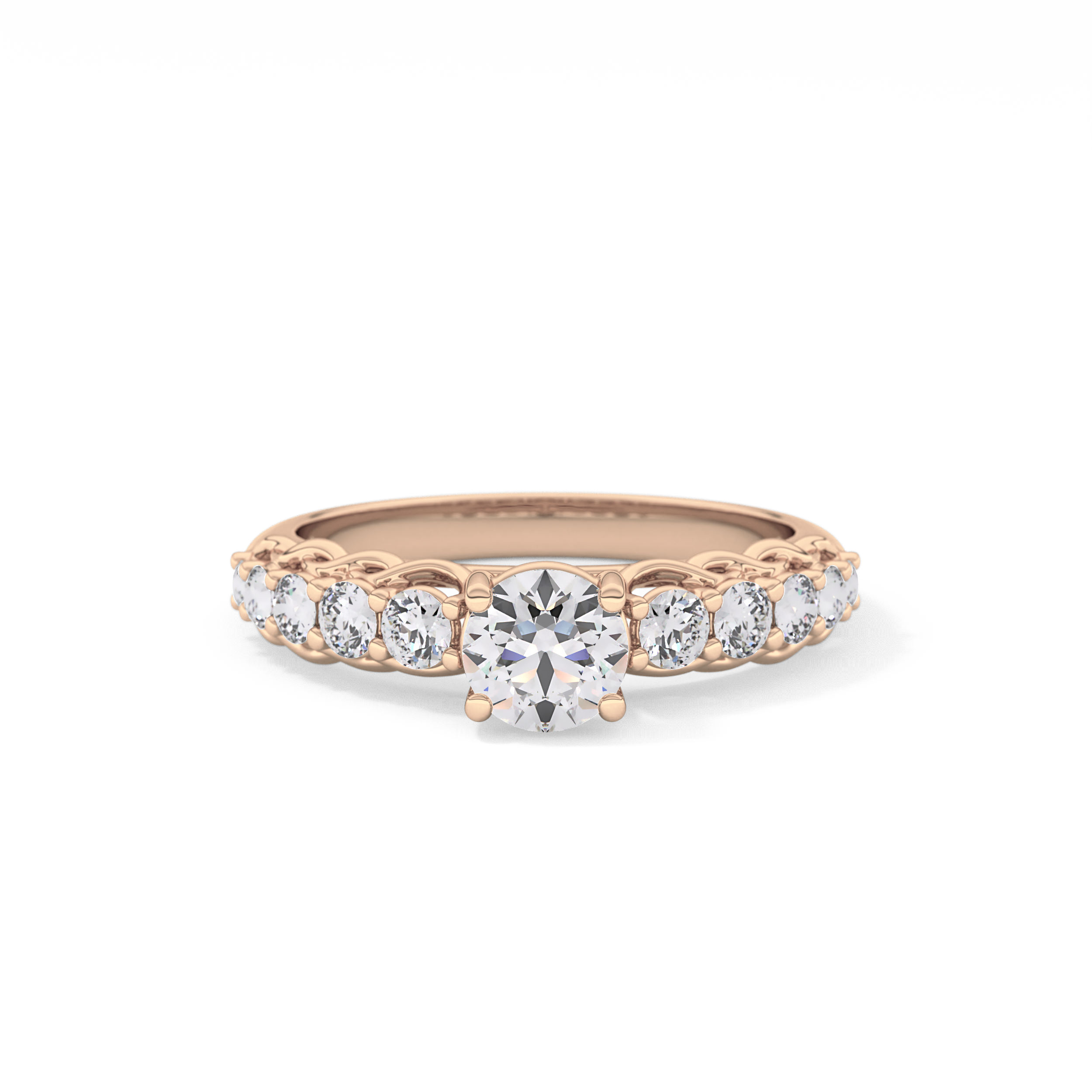 Round Pave Lab Grown Diamond Engagement Ring