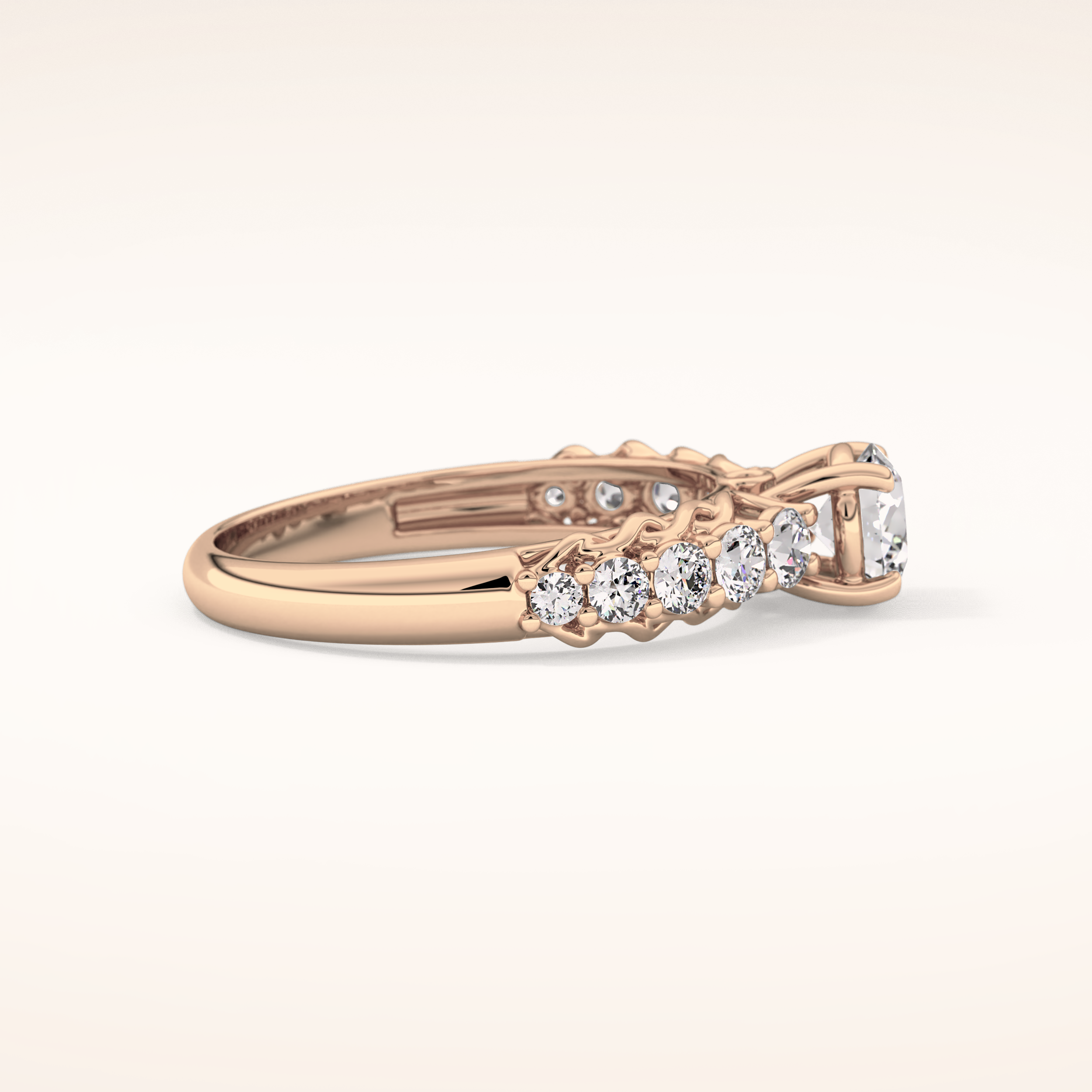 0.54 CT Round Shaped Pave Moissanite Engagement Ring