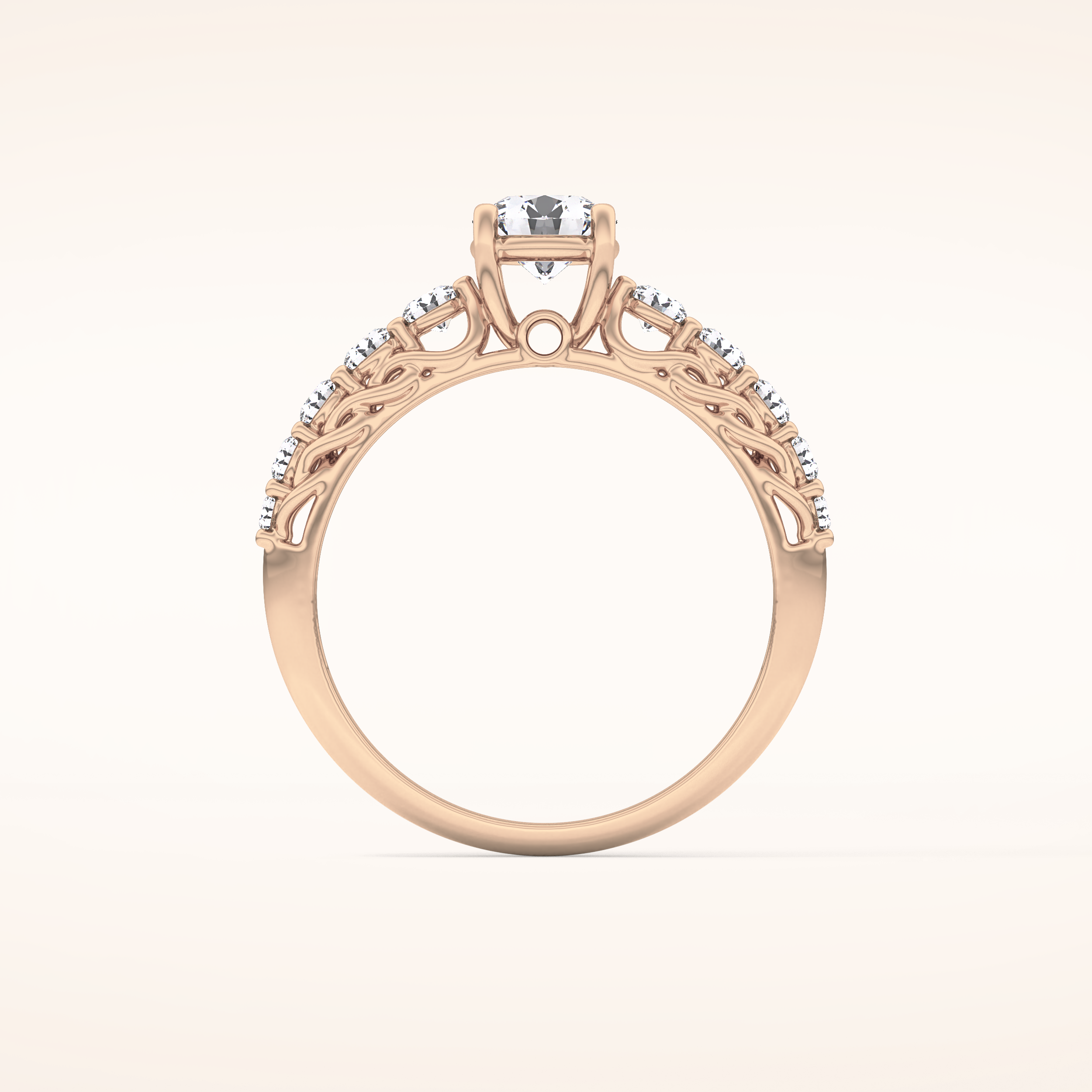 0.54 CT Round Shaped Pave Moissanite Engagement Ring