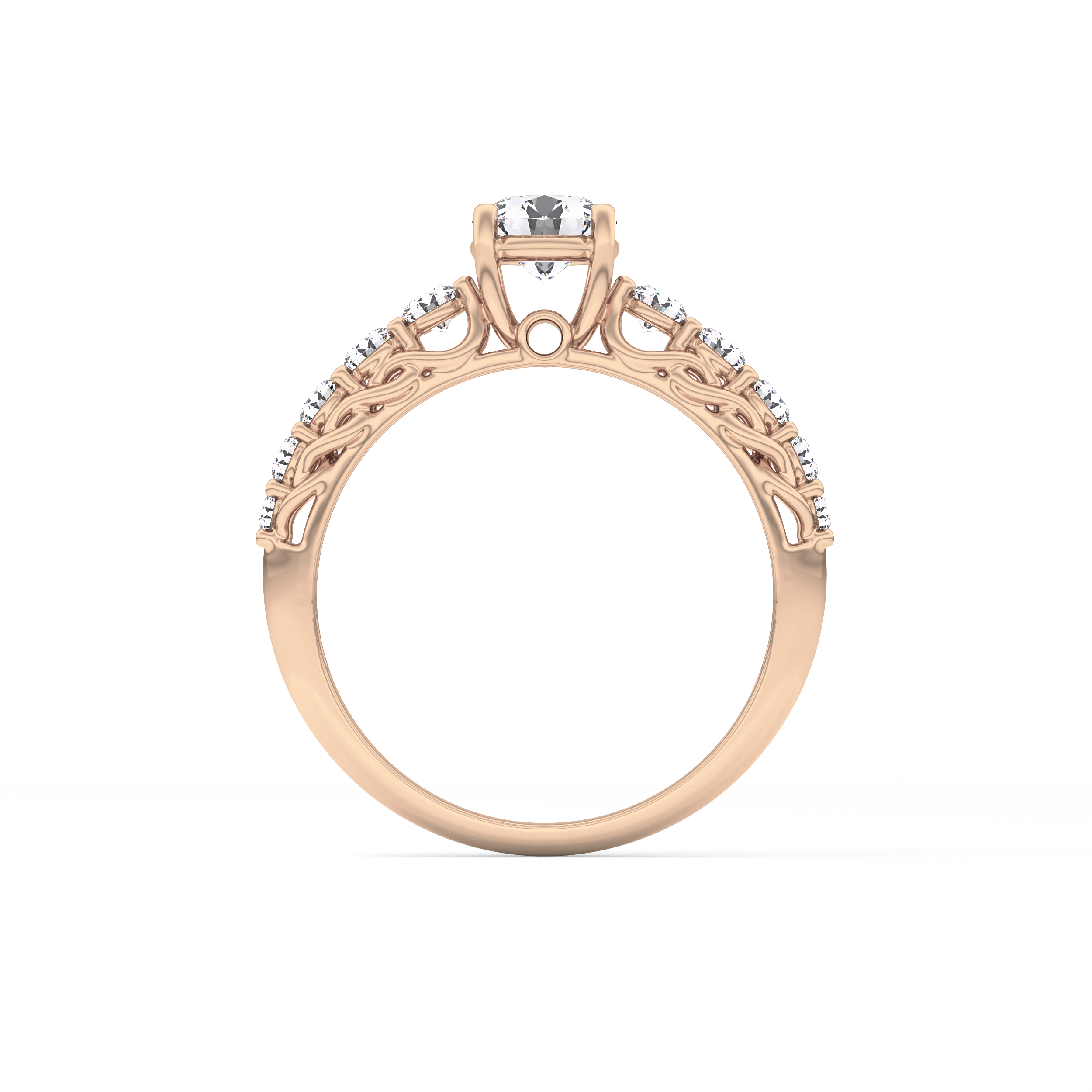 Round Pave Lab Grown Diamond Engagement Ring