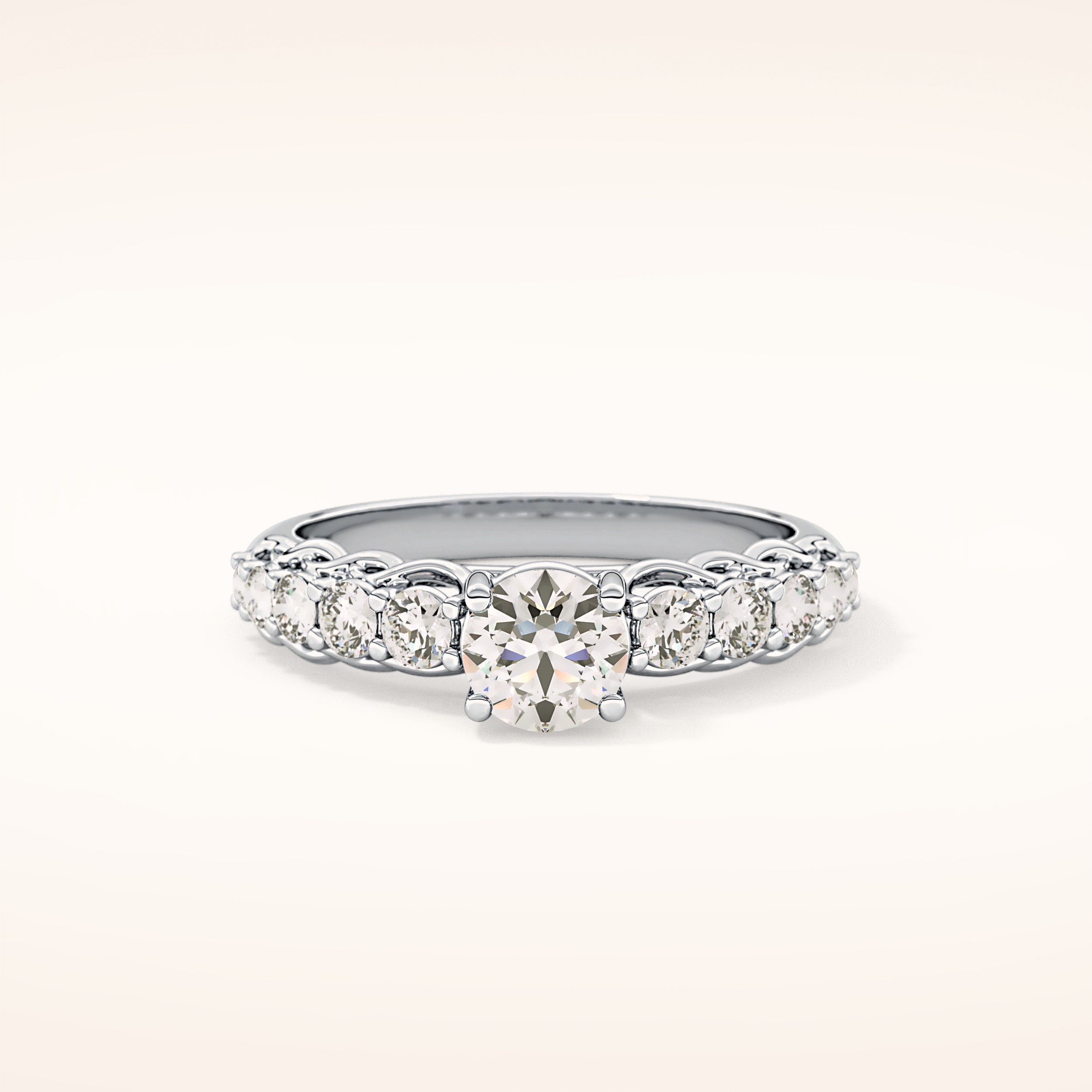 0.54 CT Round Shaped Pave Moissanite Engagement Ring
