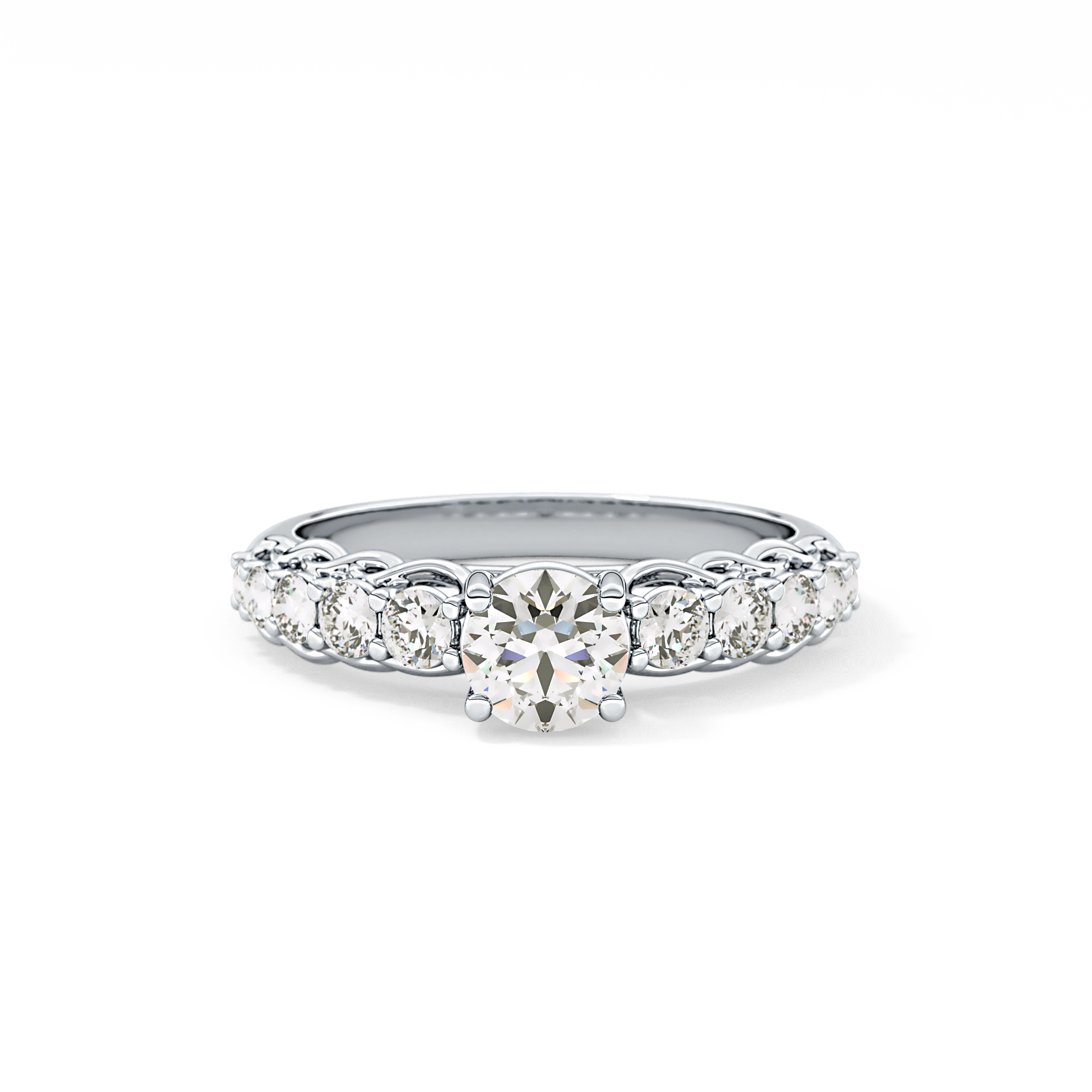 Round Pave Lab Grown Diamond Engagement Ring