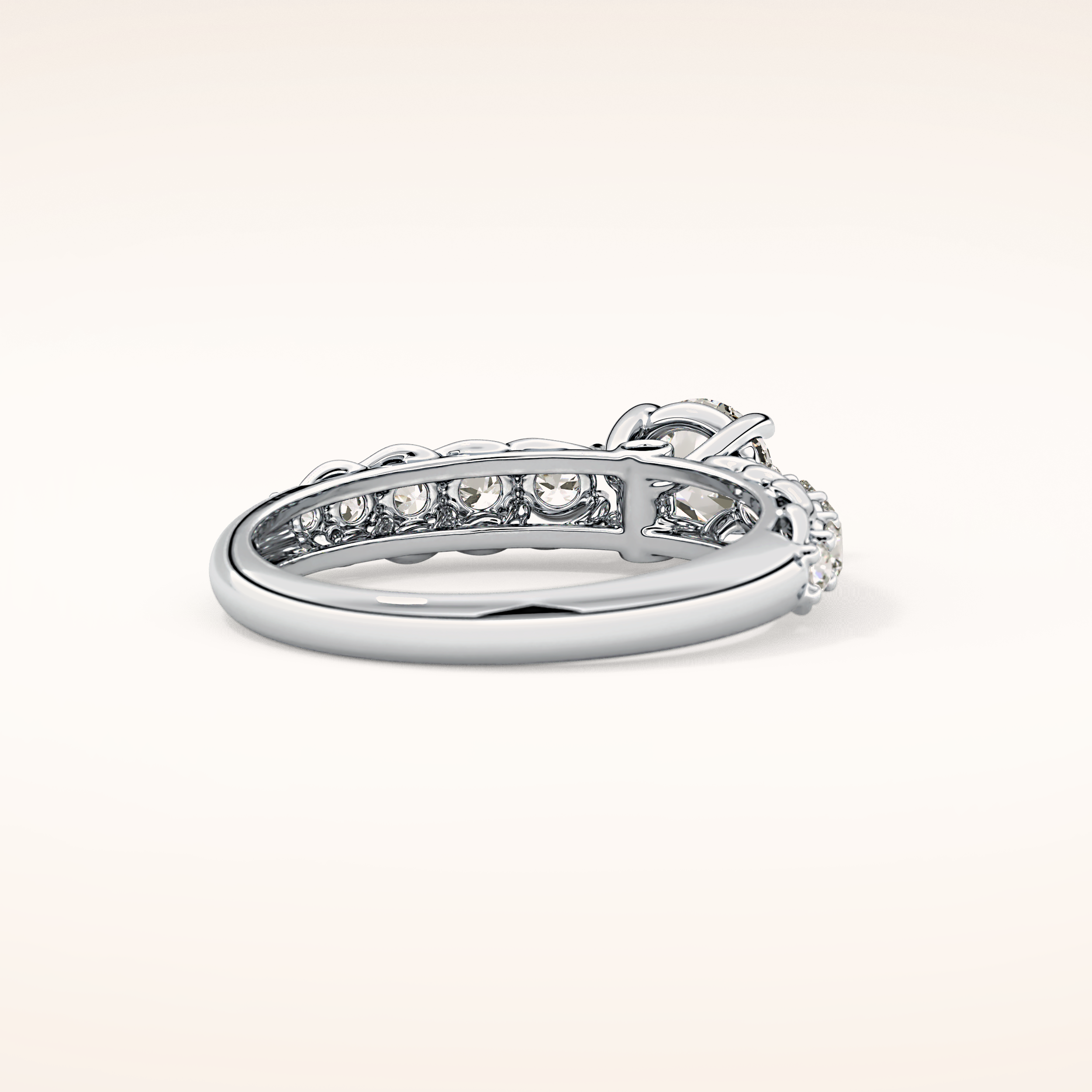 0.54 CT Round Shaped Pave Moissanite Engagement Ring