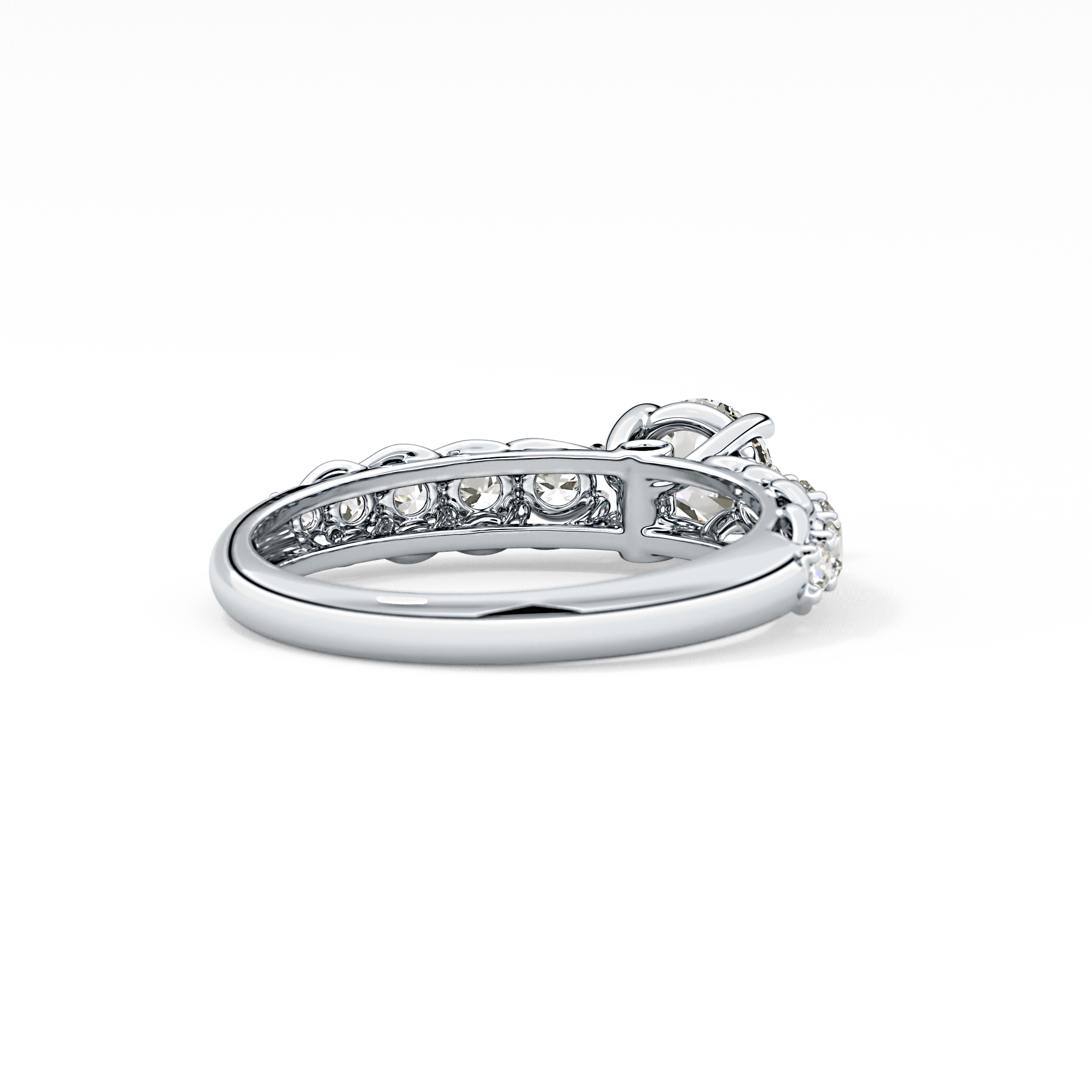 Round Pave Lab Grown Diamond Engagement Ring